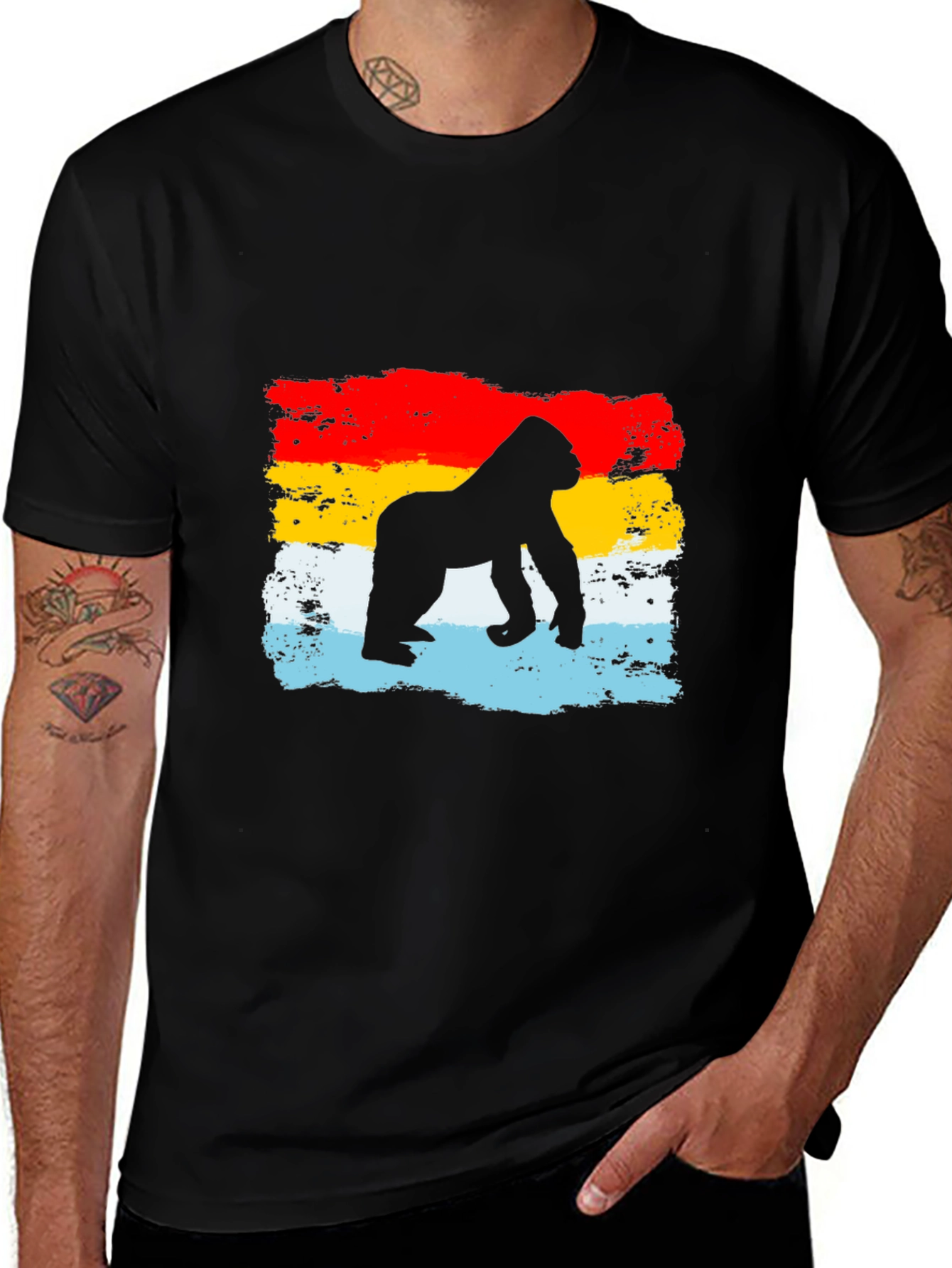 Variant 4 of Gorilla Silhouette Retro T-Shirt