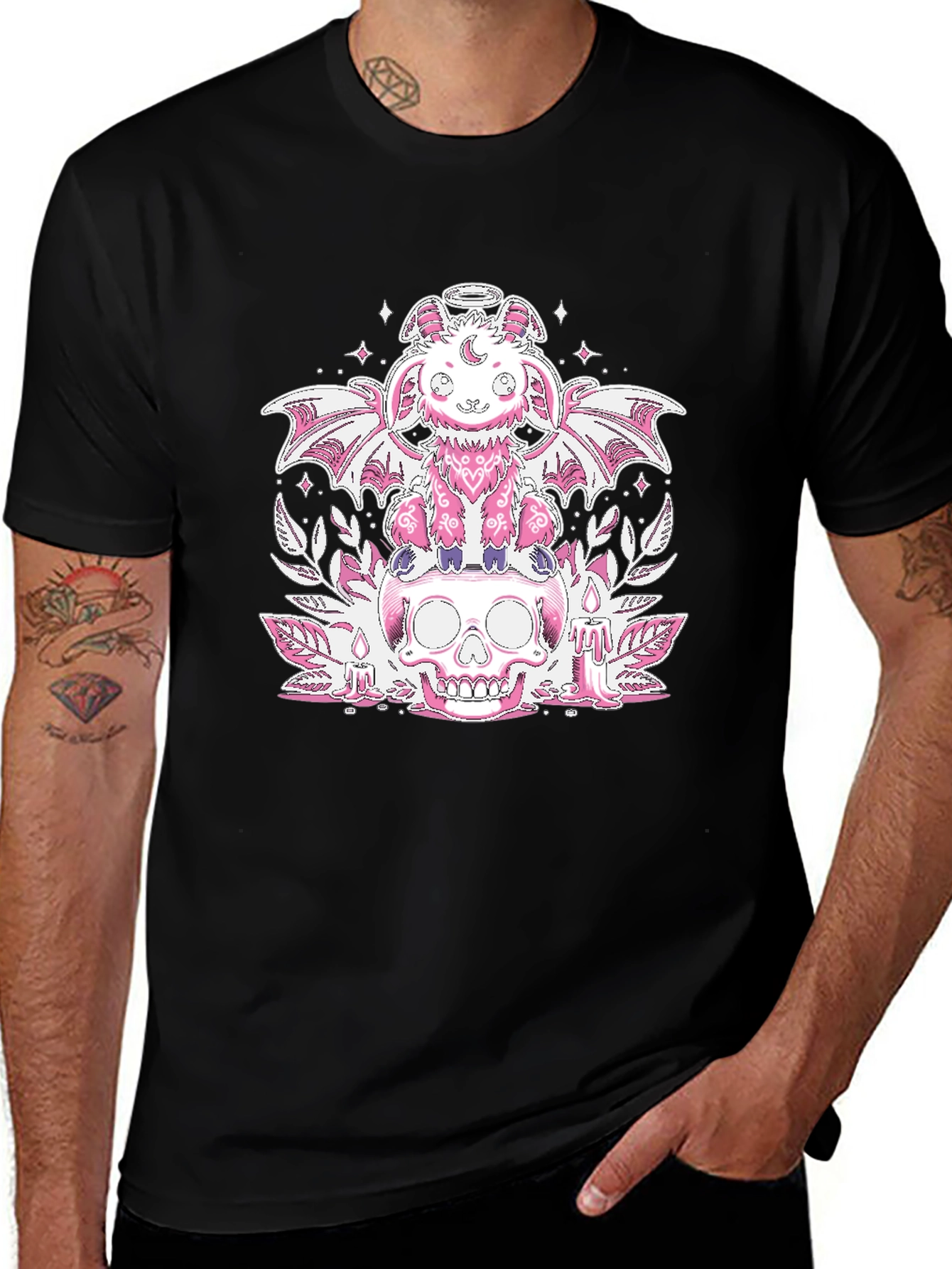 Variant 11 of Cute Pastel Goth Skull T-Shirt - Black
