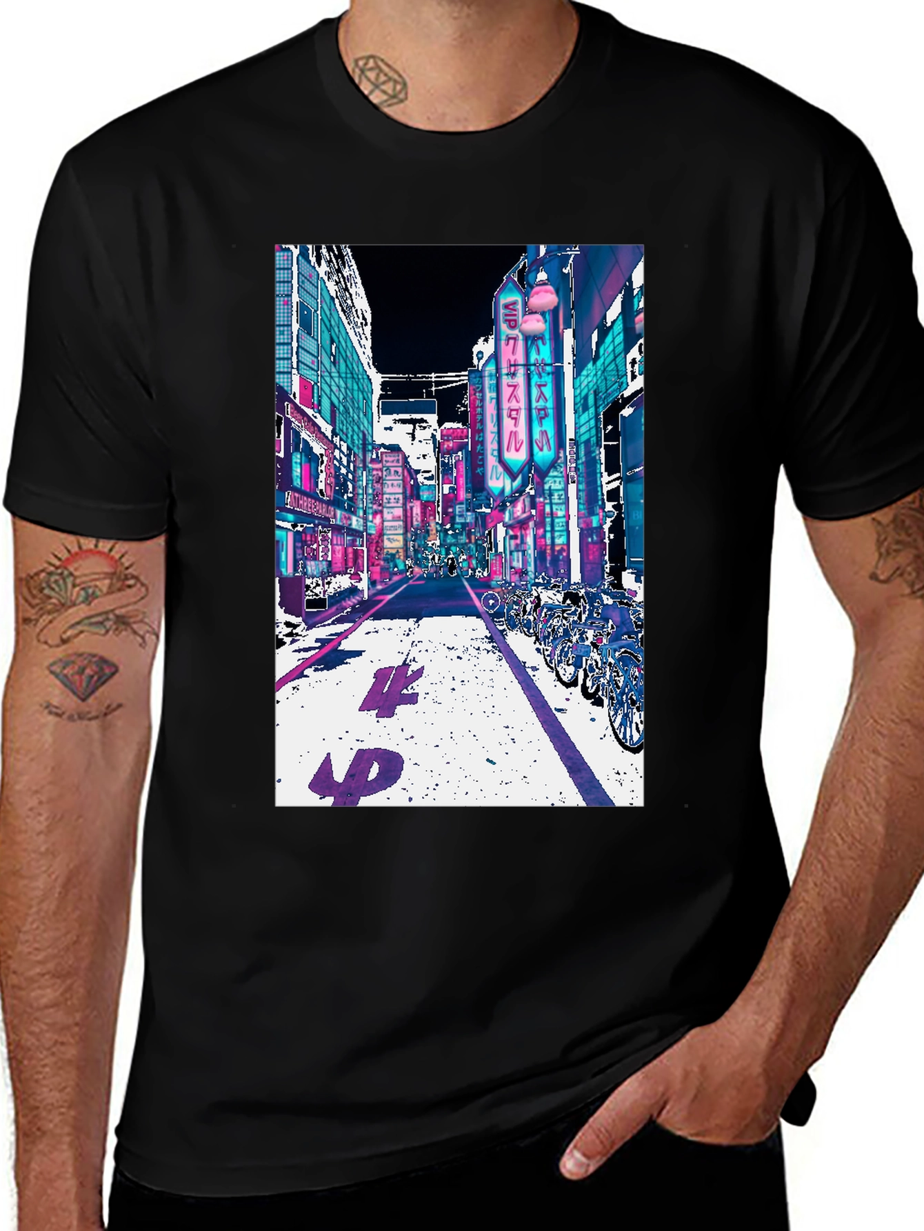 Variant 19 of Neon Cityscape Graphic Tee