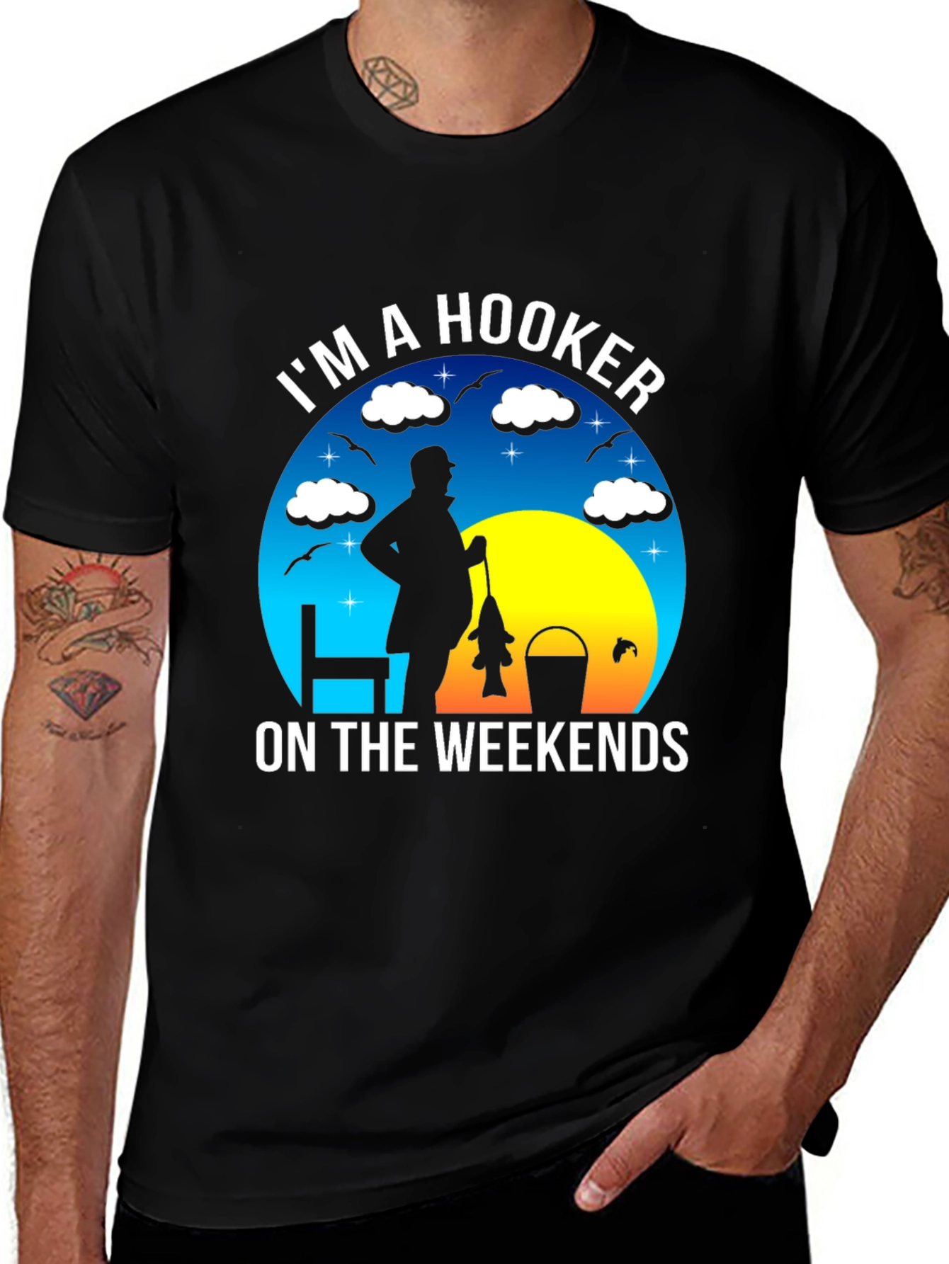 Black I'm A Hooker On The Weekends Fishing T-Shirt main image