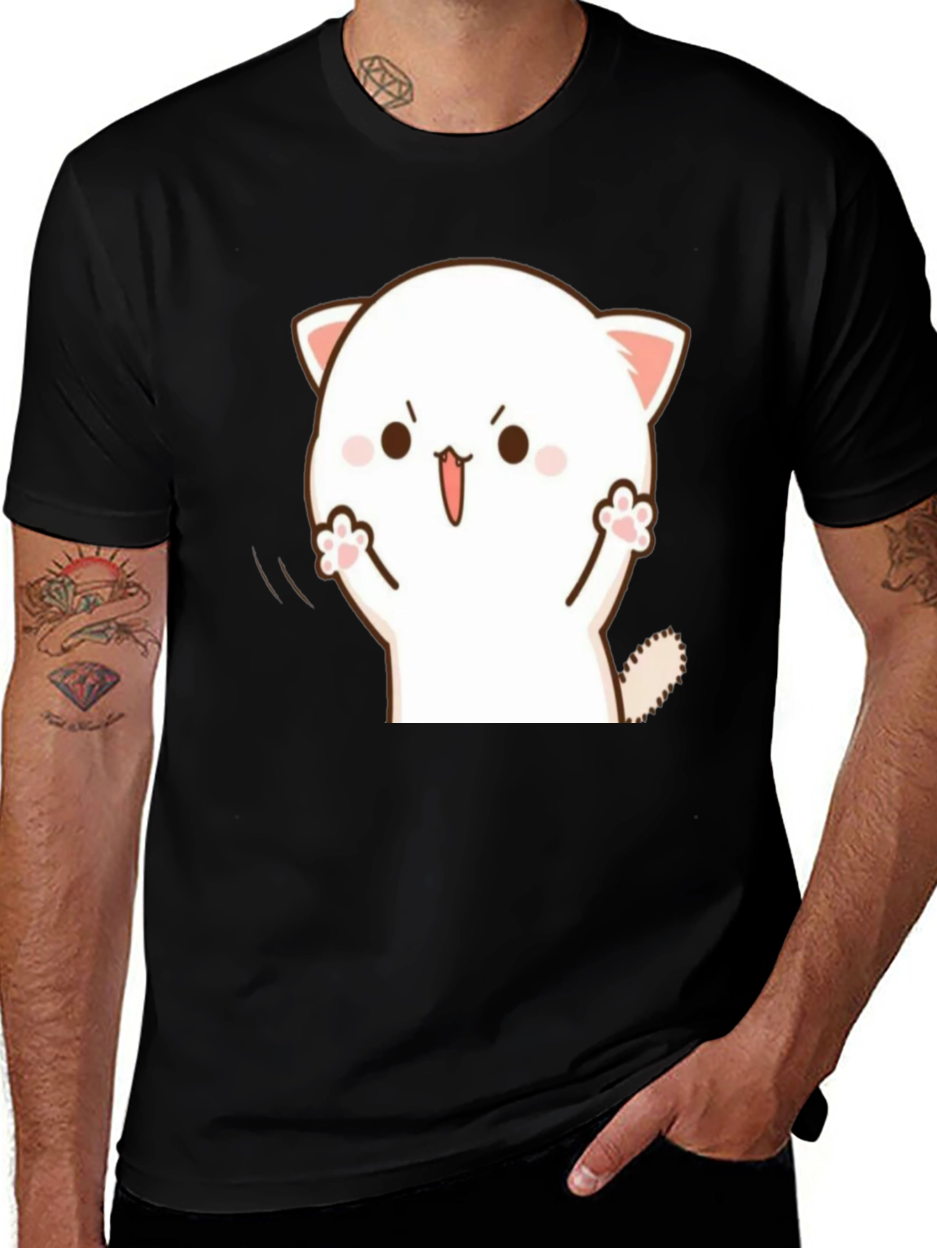 Variant 20 of Cute Cat Graphic Black T-Shirt