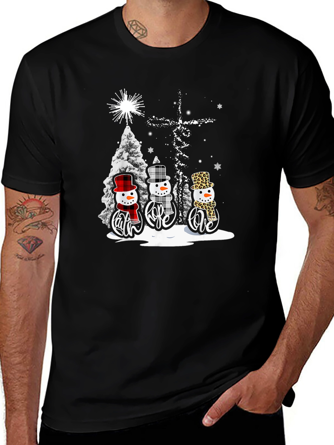 Faith Hope Love Snowmen Christmas T-Shirt