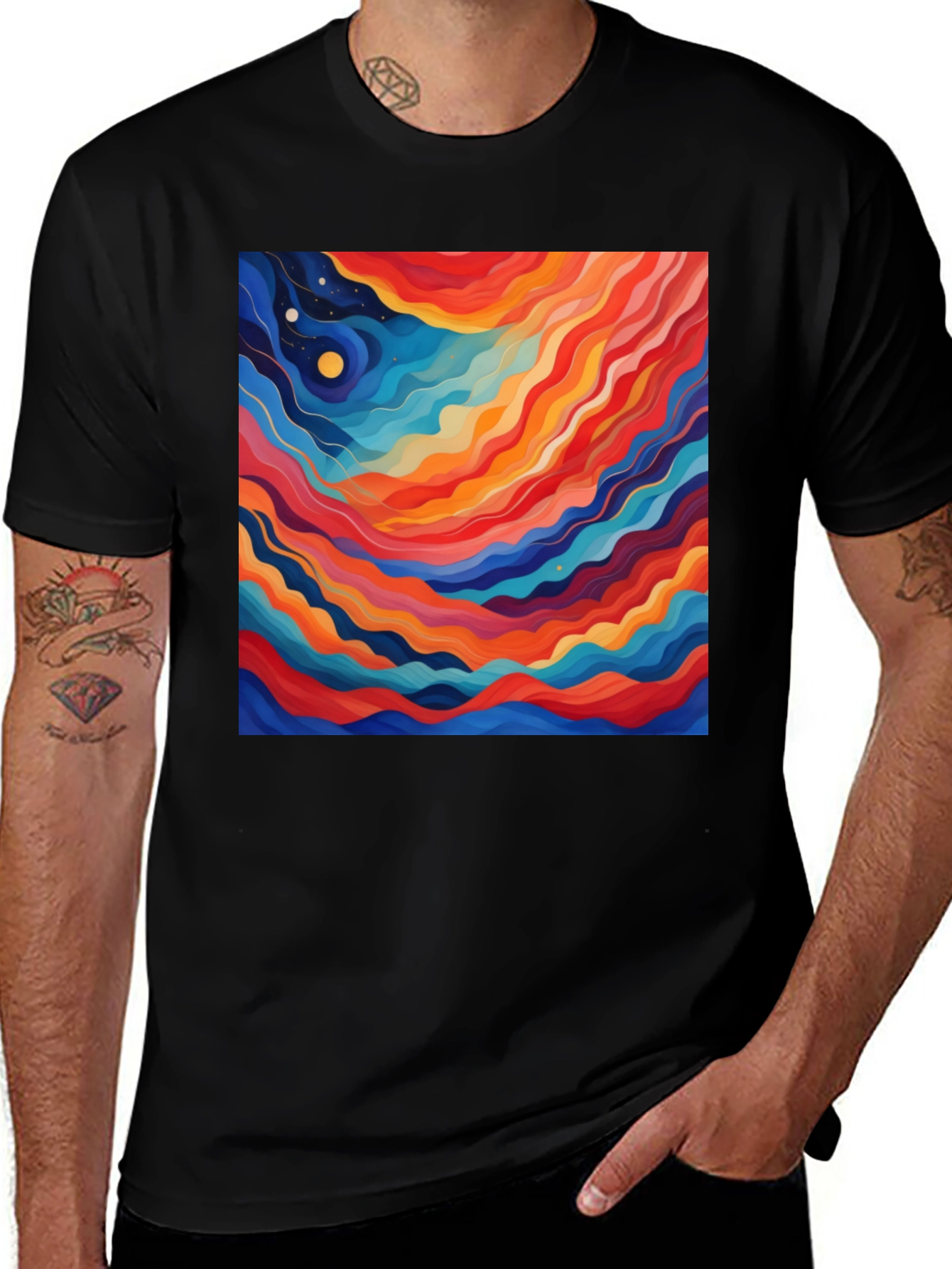 Variant 16 of Abstract Wave Art Black T-Shirt