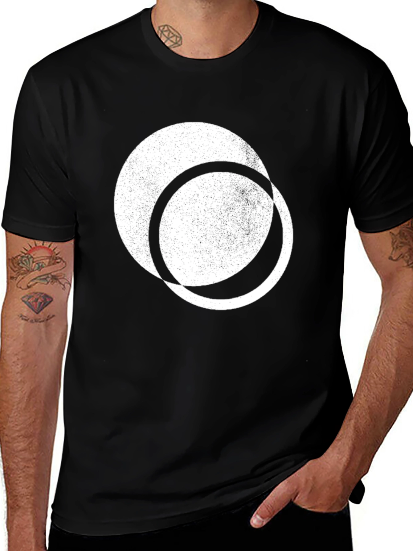 Variant 8 of Abstract Circle Graphic Print Black T-Shirt