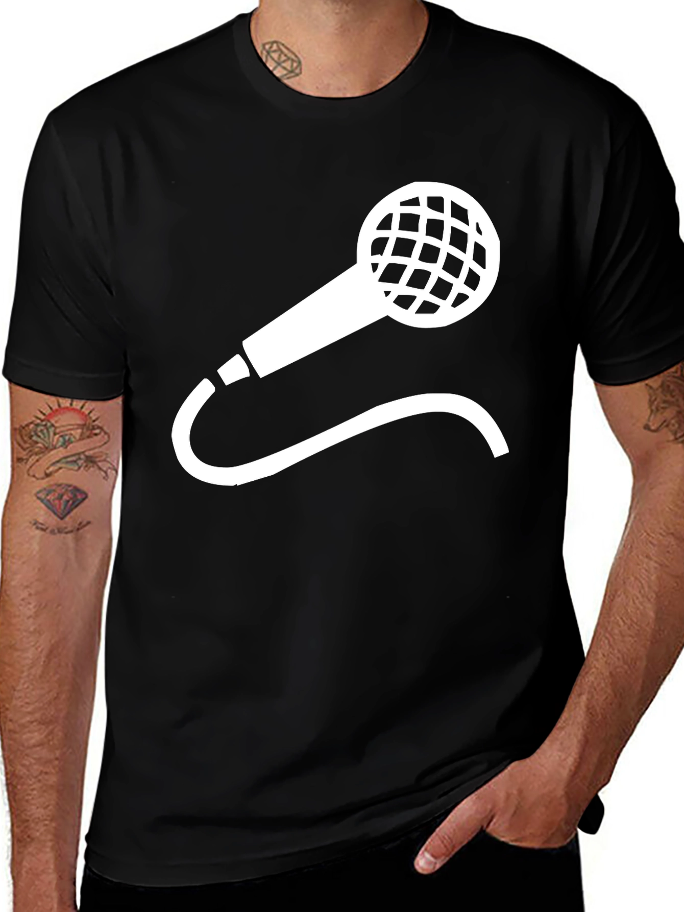 Variant 27 of Microphone Graphic Tee - Cool Black Shirt