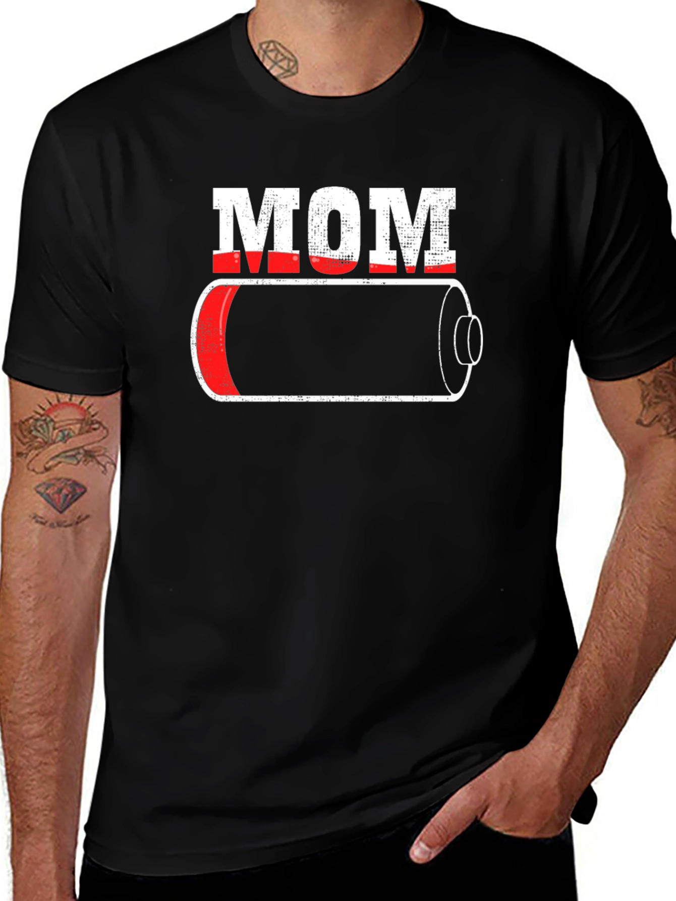 Variant 28 of Mom Low Battery Graphic T-Shirt