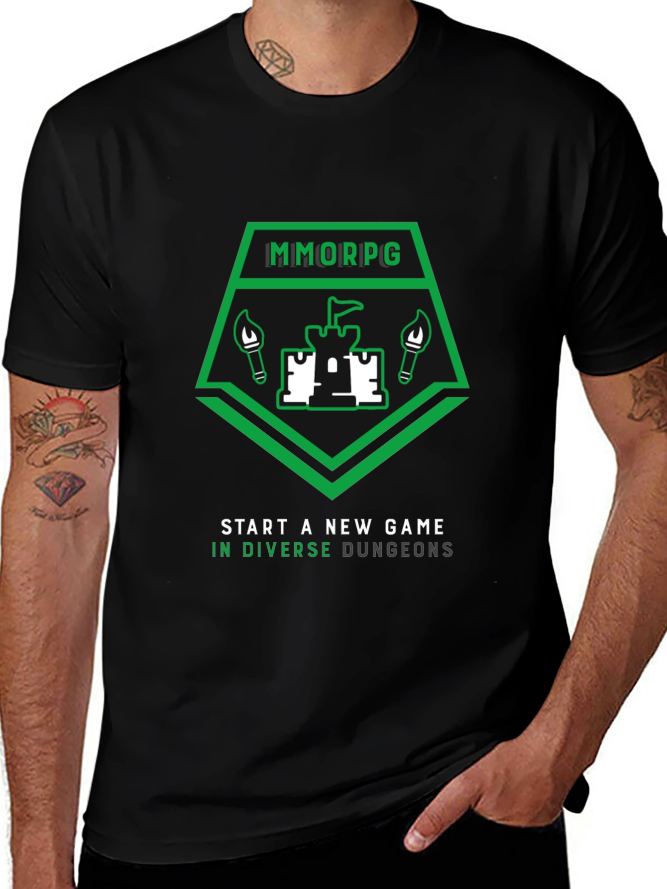 MMORPG Castle T-Shirt - Explore Diverse Dungeons!