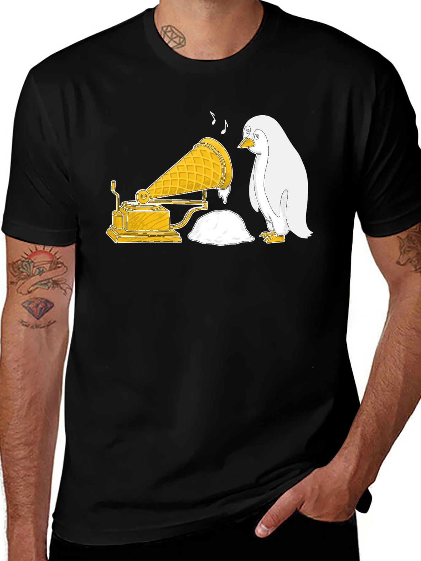 Variant 8 of Penguin Ice Cream Gramophone T-Shirt
