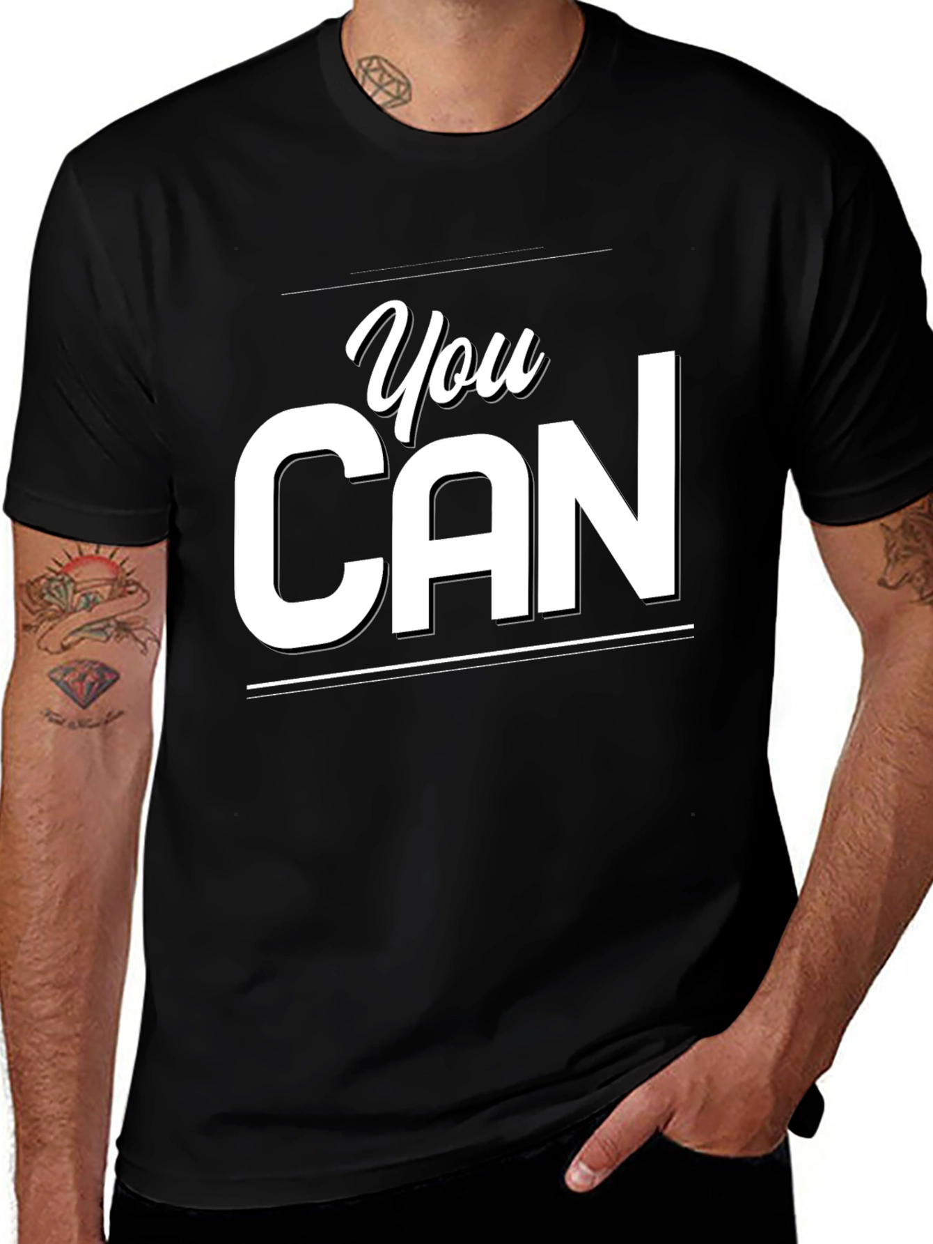 Variant 28 of You Can Graphic Tee - Motivational Black T-Shirt