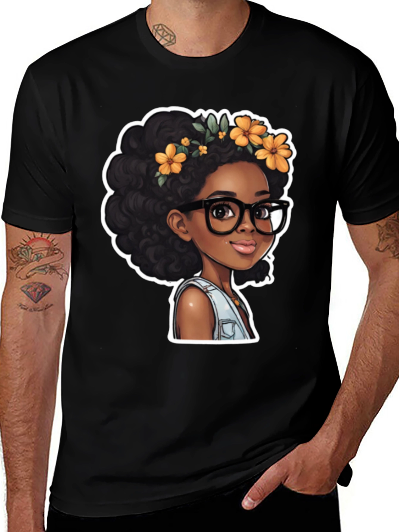 Variant 7 of Black Girl with Flower Crown Graphic T-Shirt