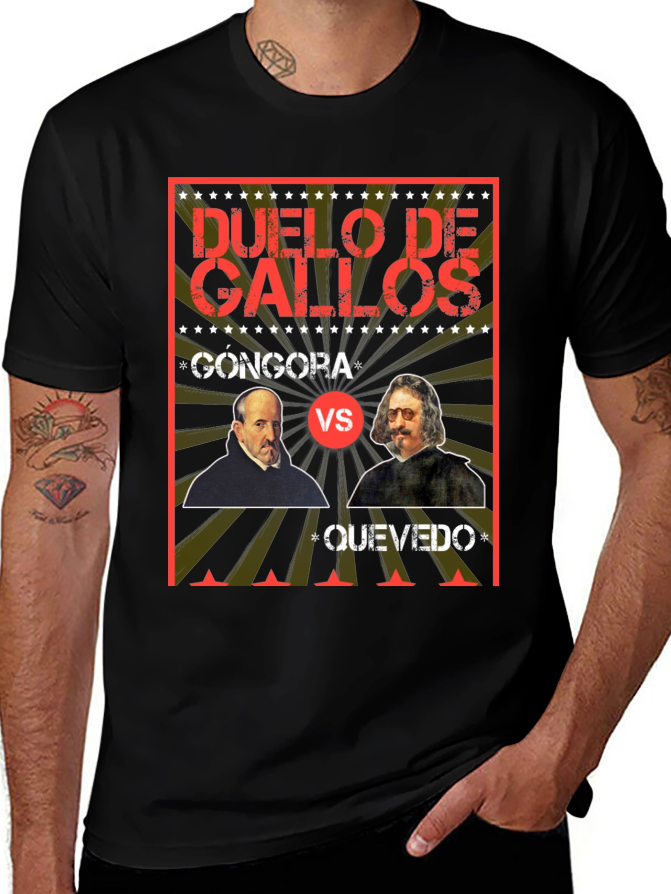 Variant 8 of Duel de Gallos Gongora vs Quevedo Black T-Shirt