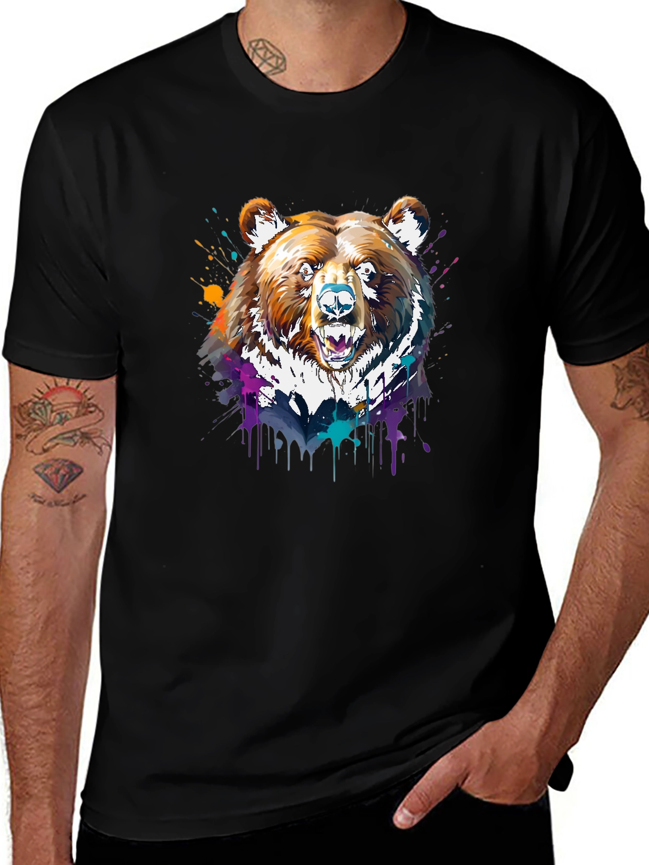 Variant 8 of Watercolor Bear Graphic Tee - Unique Animal T-Shirt