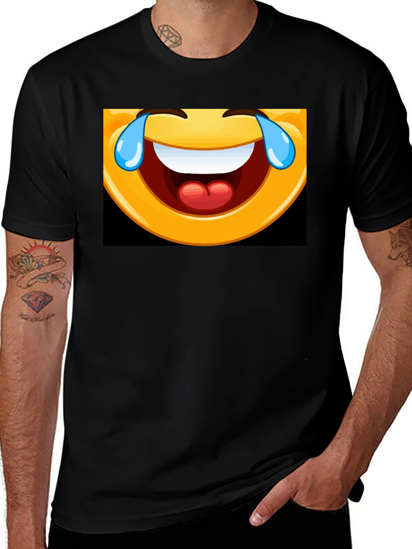 Variant 2 of Laughing Emoji T-Shirt - Black