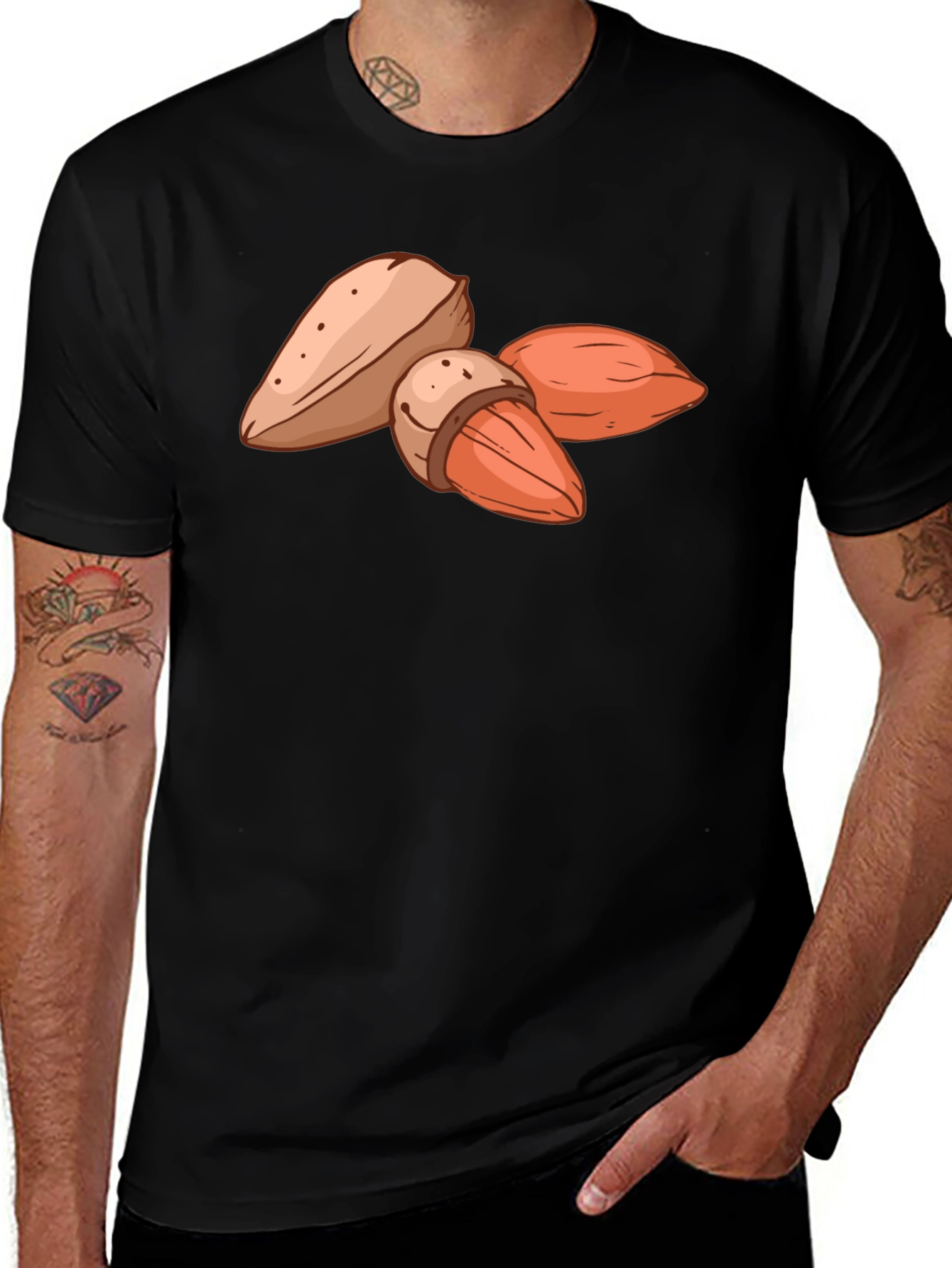 Variant 7 of Almond Graphic Black T-Shirt - Casual Style