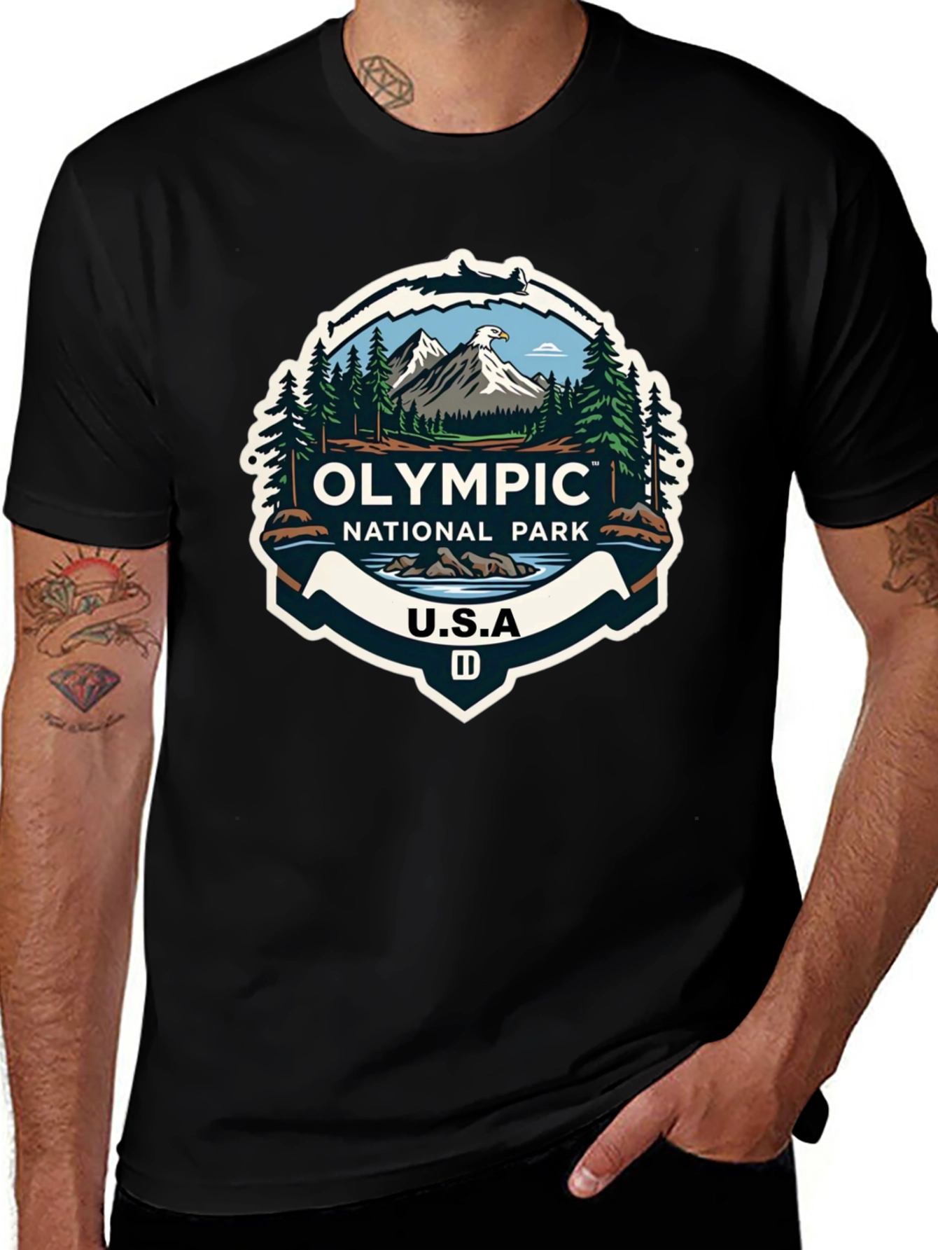 Variant 26 of Olympic National Park Graphic T-Shirt - Black