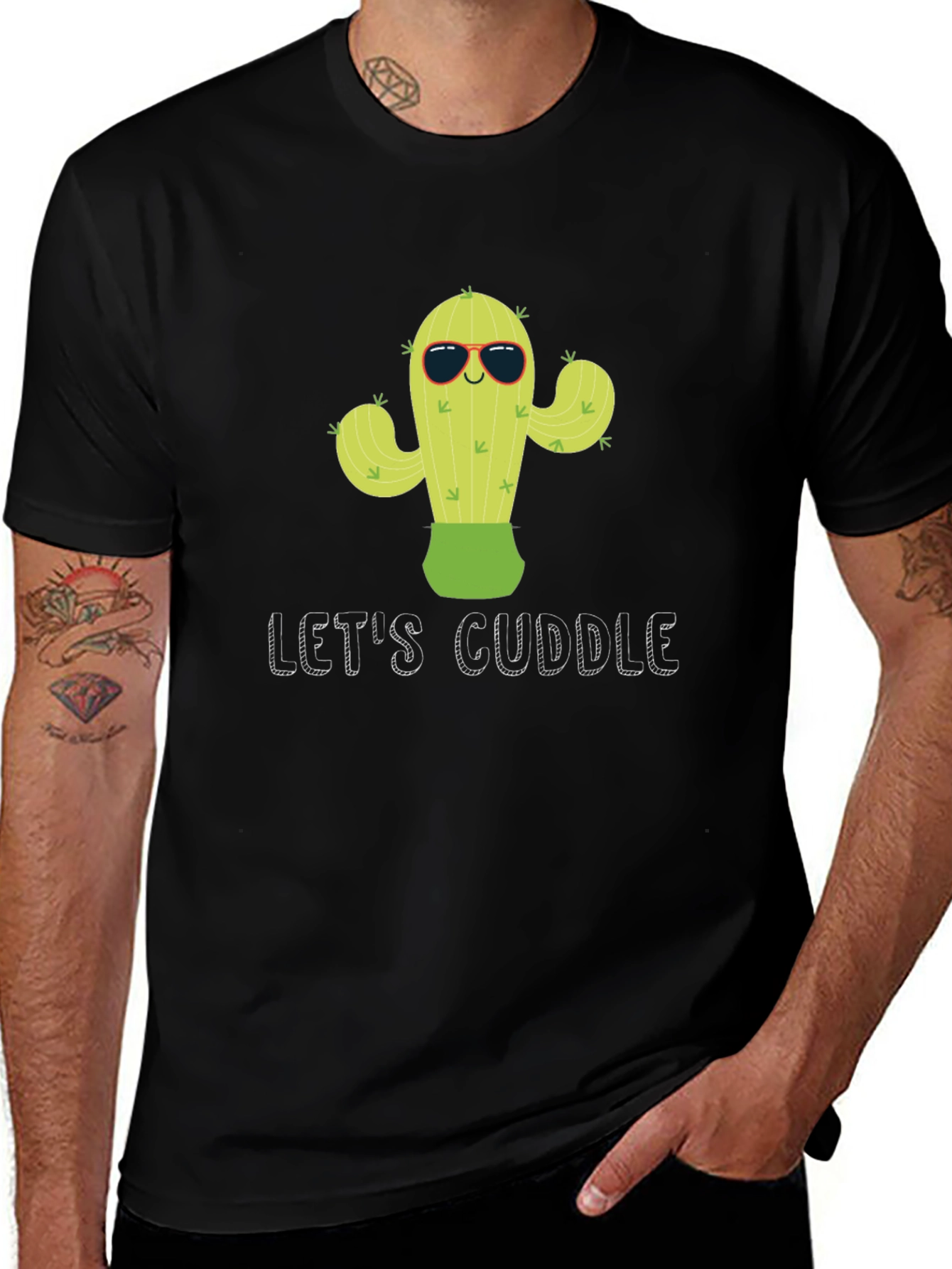 Variant 6 of Cool Cactus T-Shirt - Let's Cuddle Graphic Tee