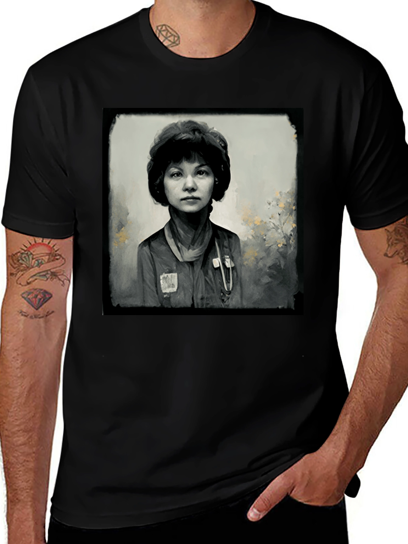 Variant 5 of Retro Portrait Graphic Tee - Unisex Black T-Shirt