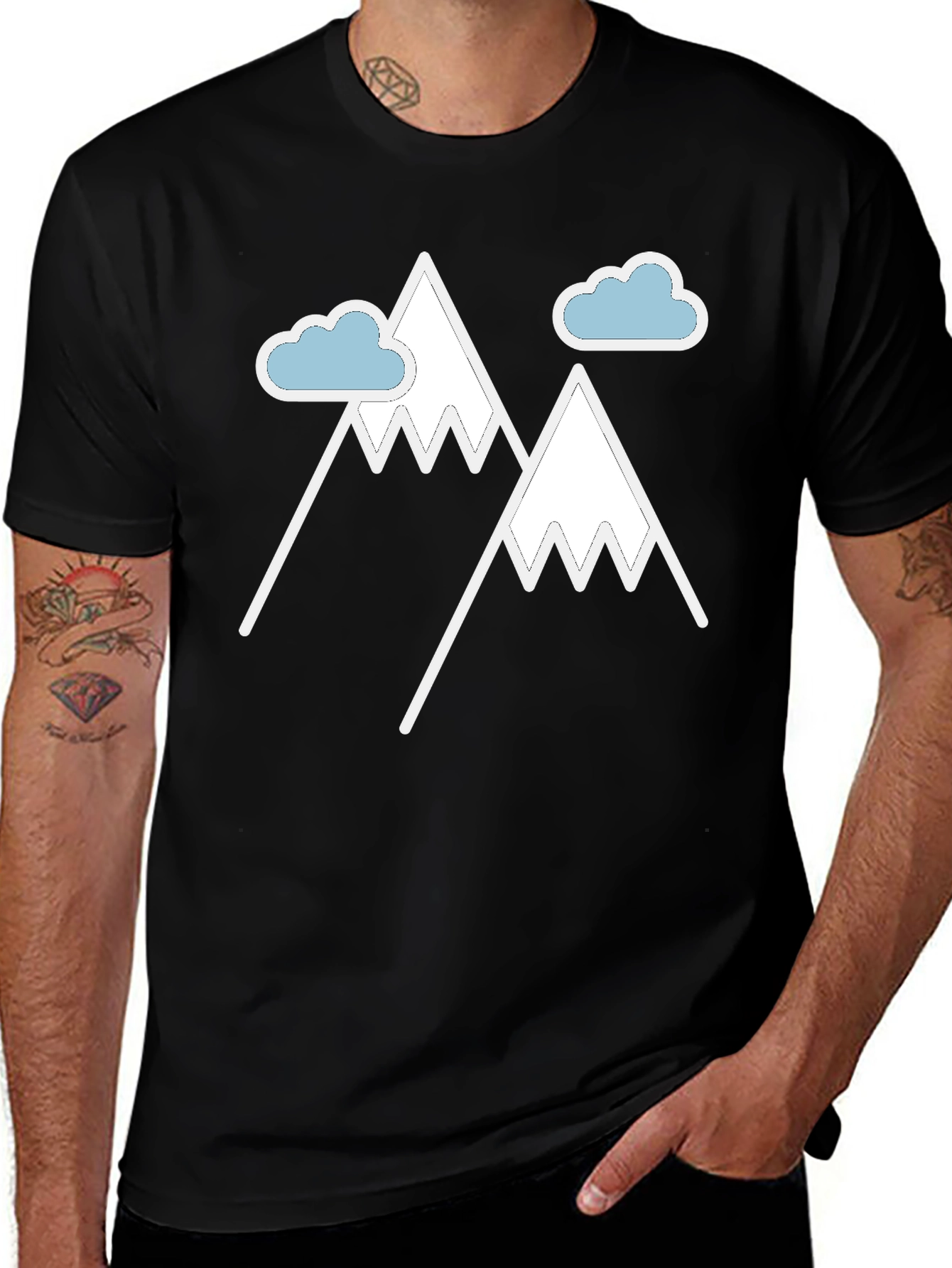Variant 18 of Mountain Peaks Graphic Tee - Black Cotton Blend
