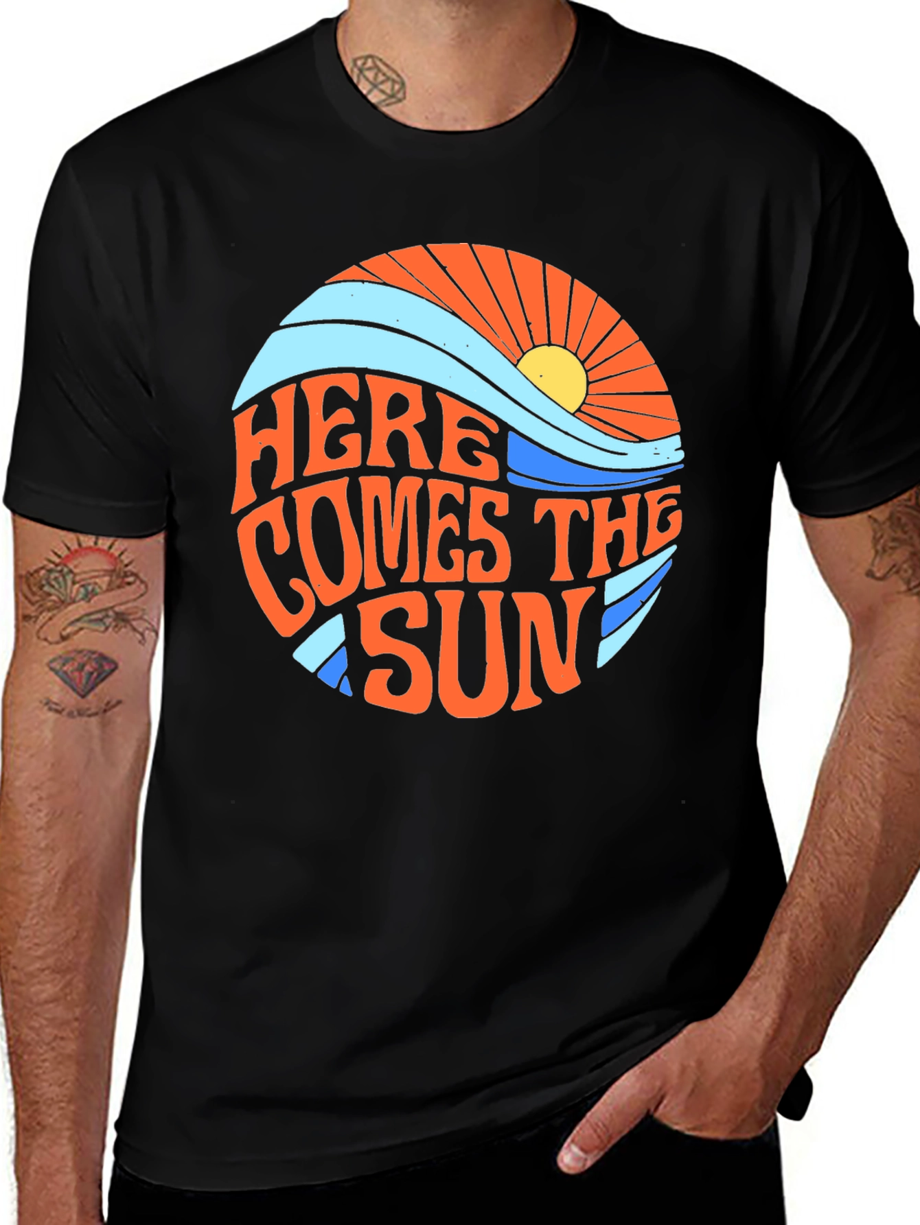 Variant 16 of Here Comes The Sun Graphic Black Tee