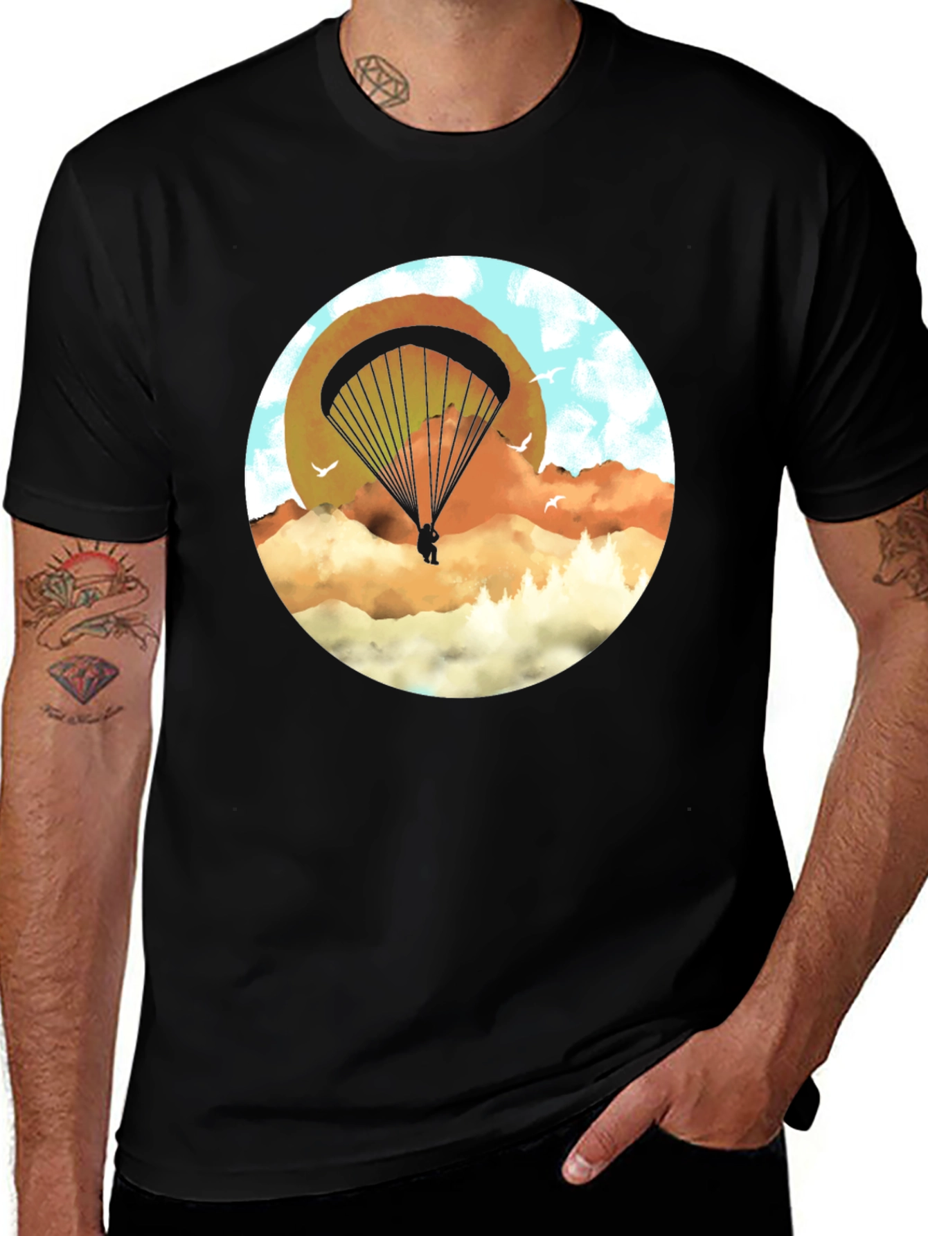 Variant 11 of Paragliding Adventure Black T-Shirt