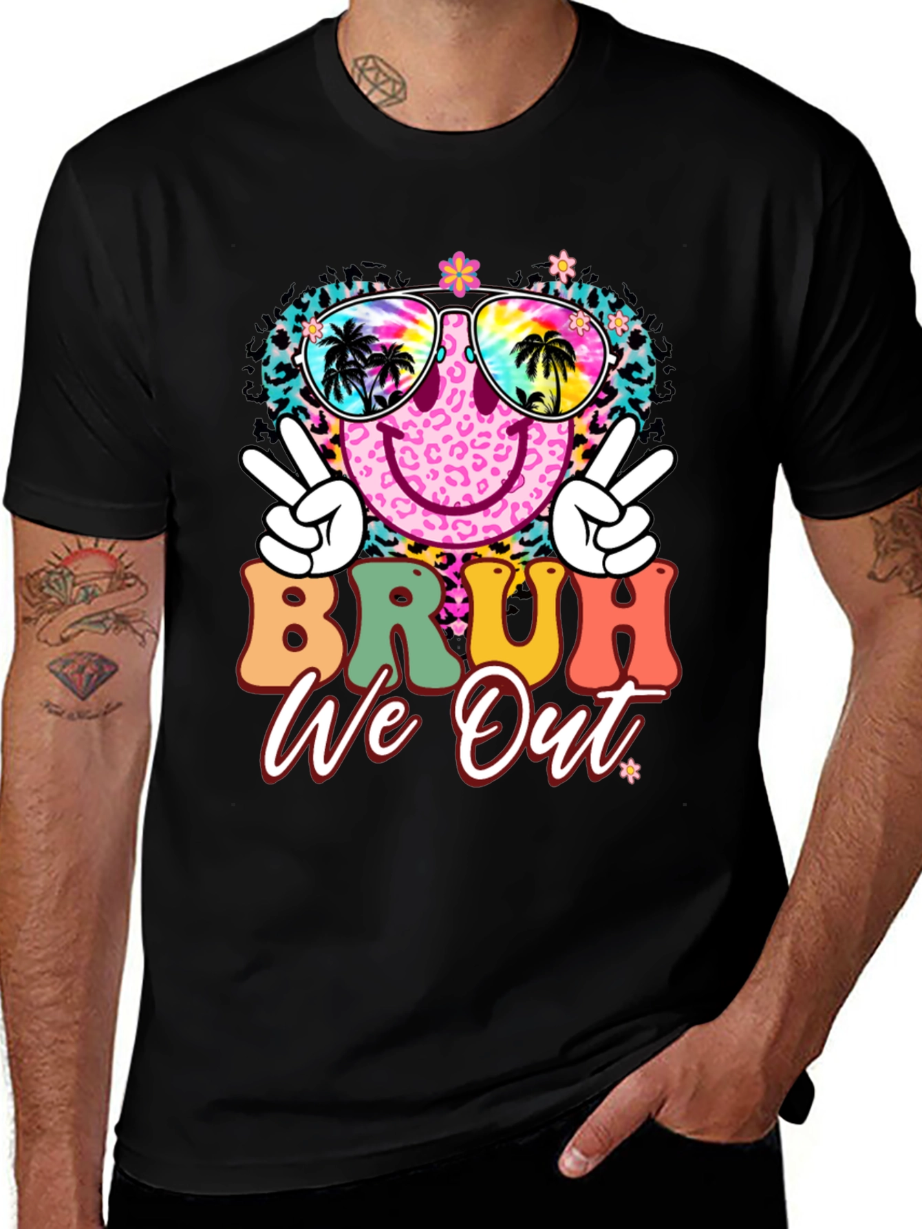 Variant 18 of Bruh We Out Graphic Tee - Tropical Vibes T-Shirt