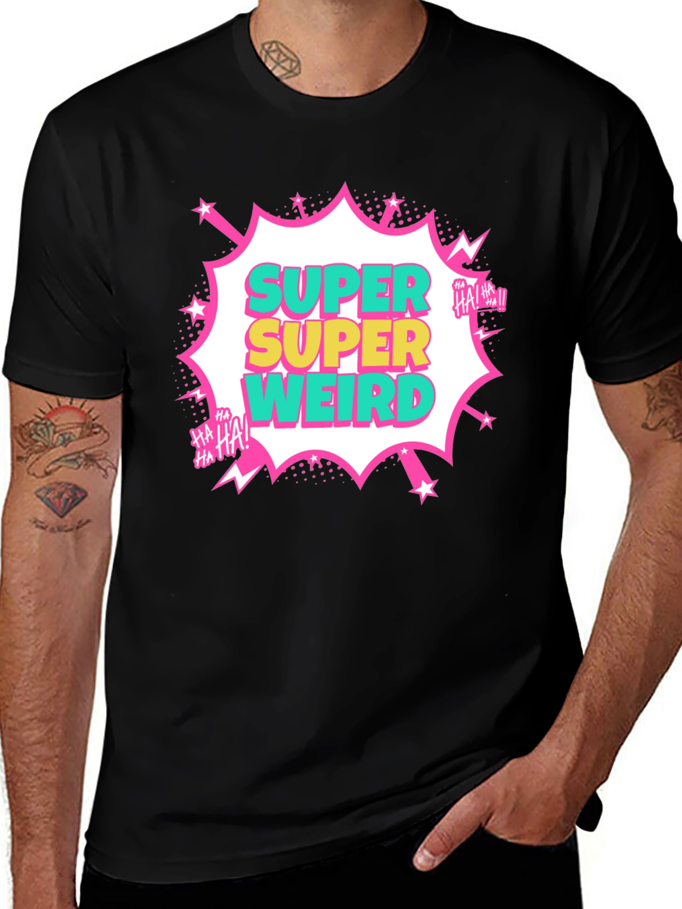 Variant 13 of Super Weird Graphic Tee - Black Cotton T-Shirt