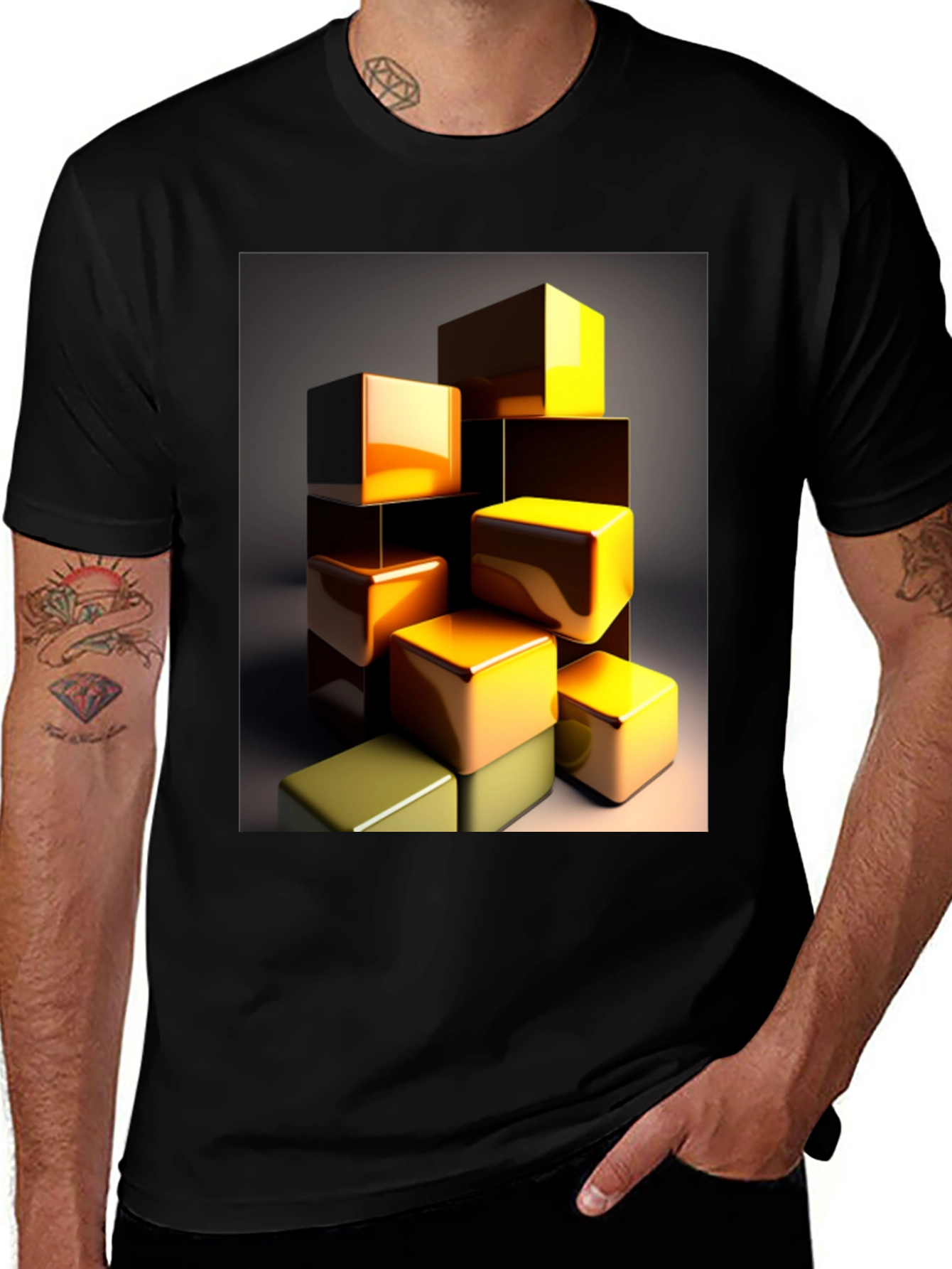 Variant 25 of Abstract Cubes Graphic Tee - Modern Art T-Shirt