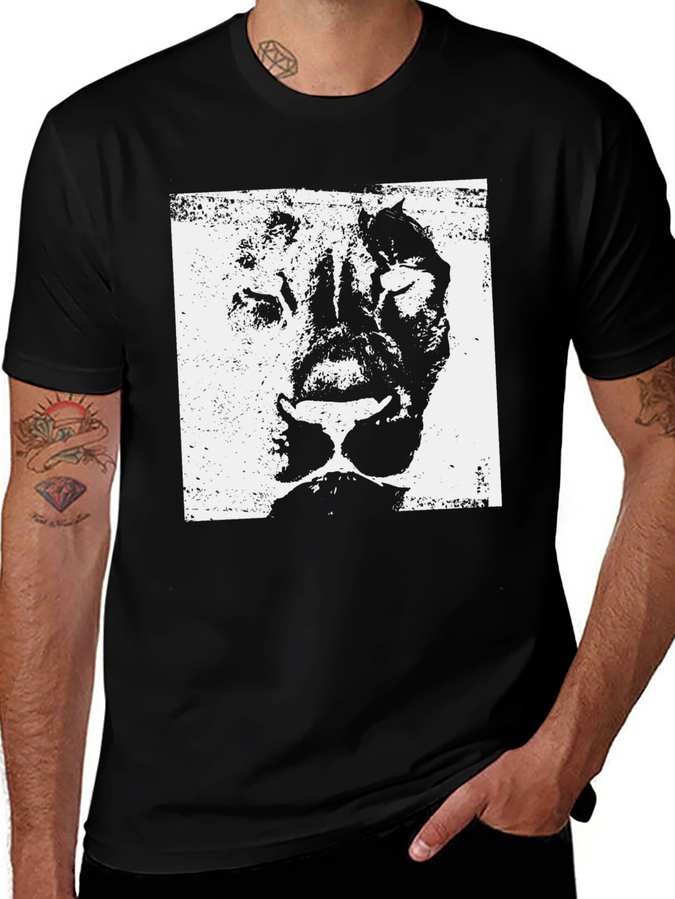 Lion Graphic Print Black T-Shirt