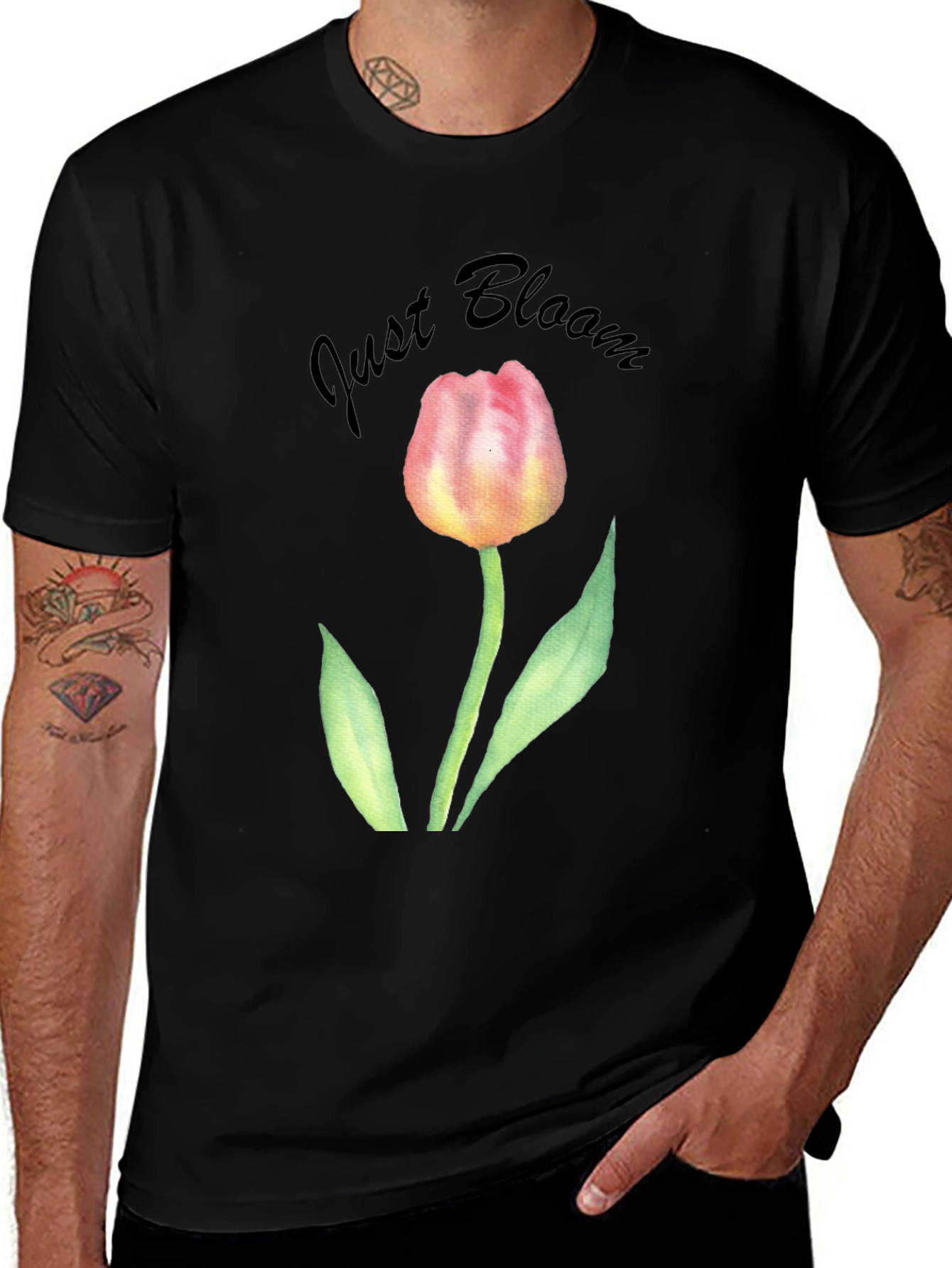 Variant 9 of Just Bloom Tulip Graphic T-Shirt - Black