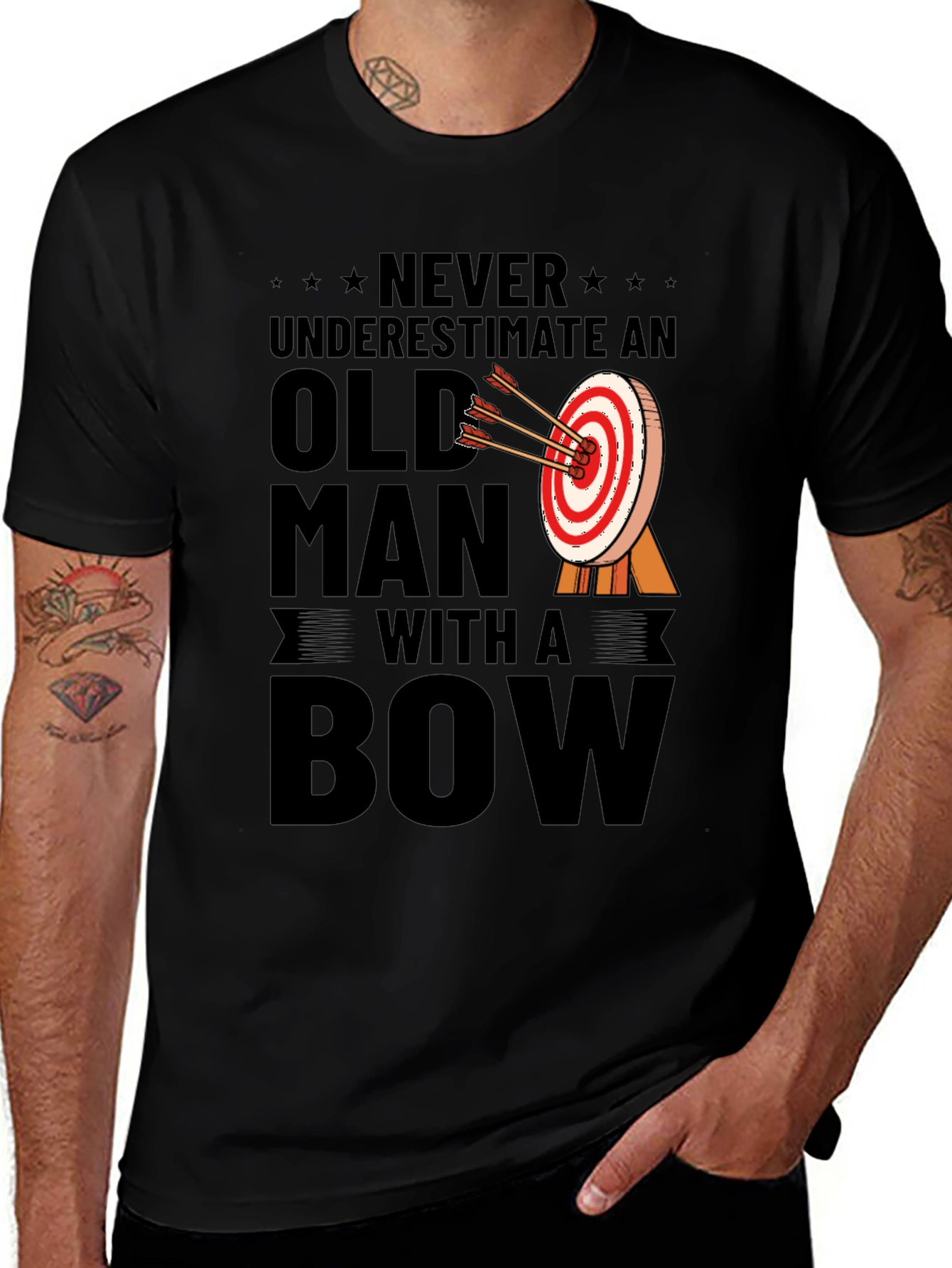 Variant 11 of Never Underestimate an Old Man with a Bow T-Shirt