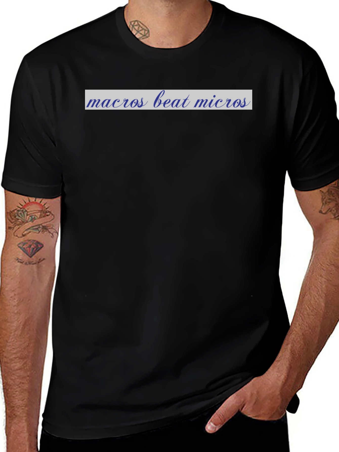 Variant 23 of Macros Beat Micros T-Shirt - Black Graphic Tee