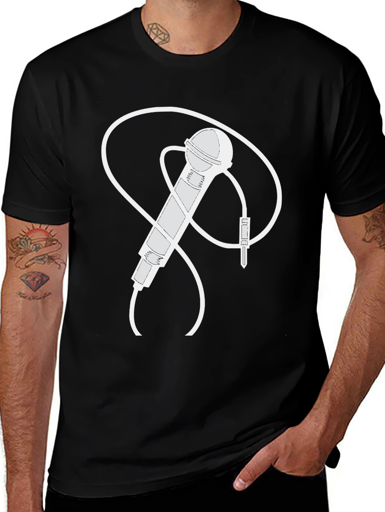 Variant 6 of Microphone Graphic T-Shirt - Black Tee