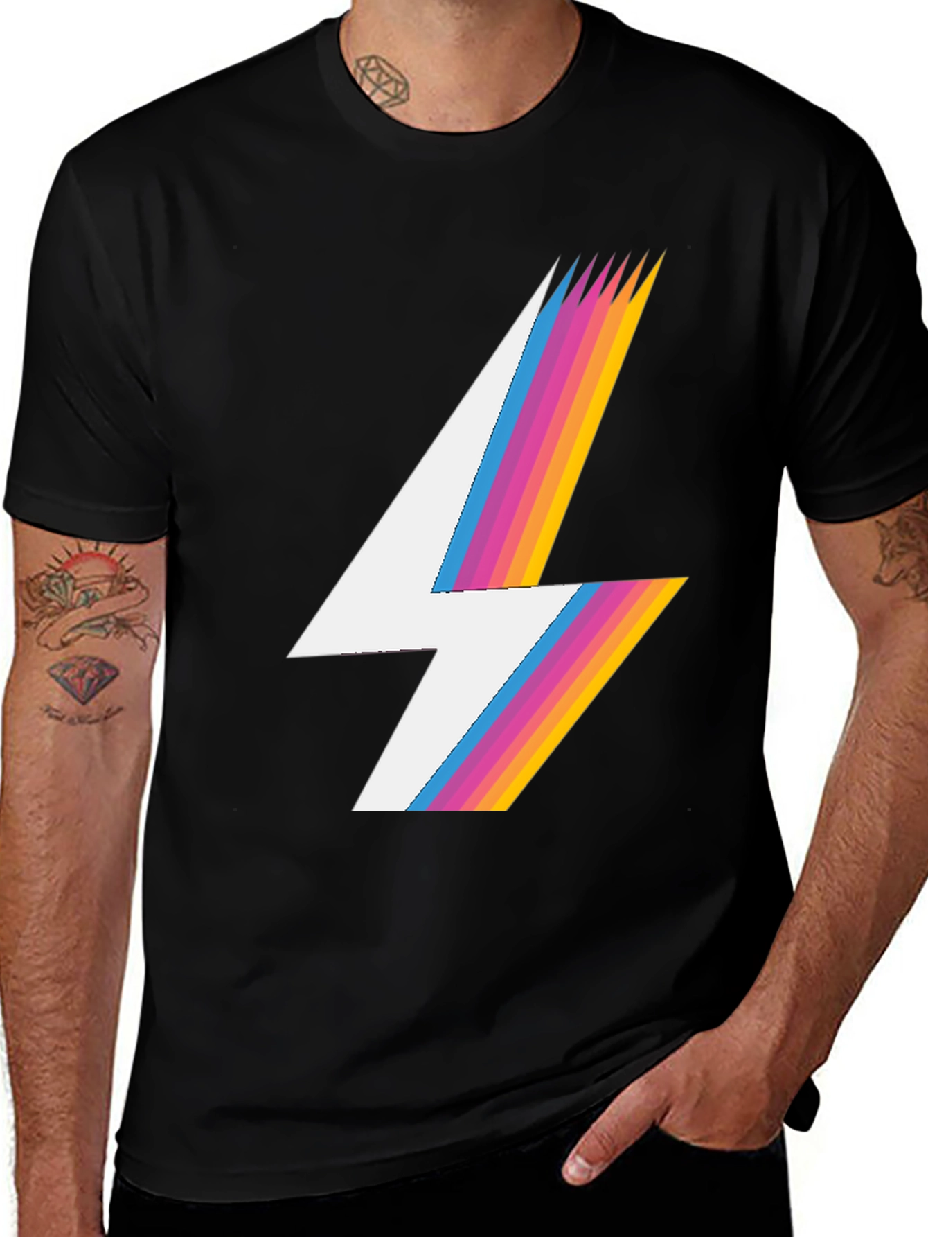 Variant 14 of Retro Lightning Bolt T-Shirt - Black