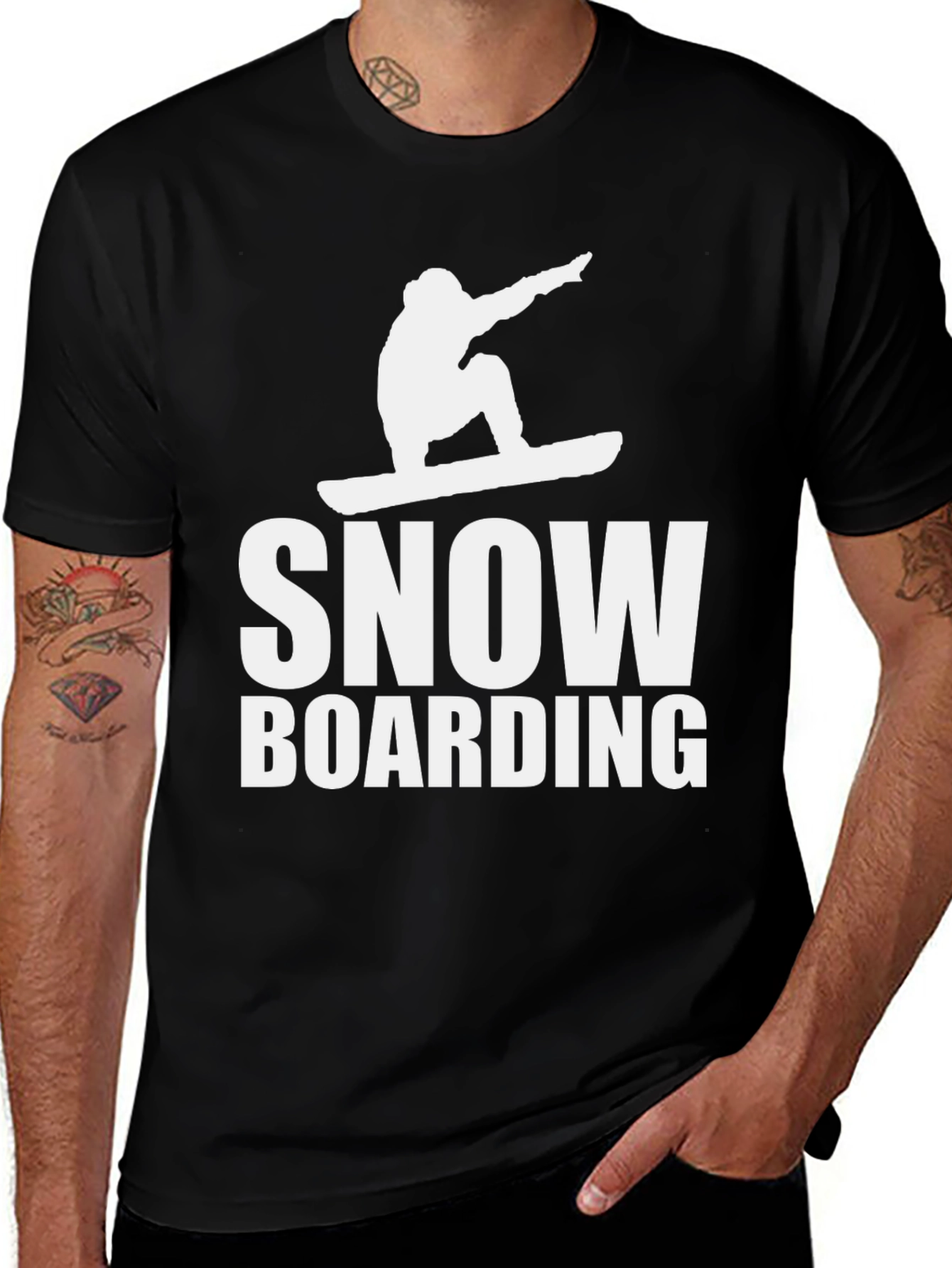 Variant 10 of Snowboarding Graphic Tee - Black T-Shirt