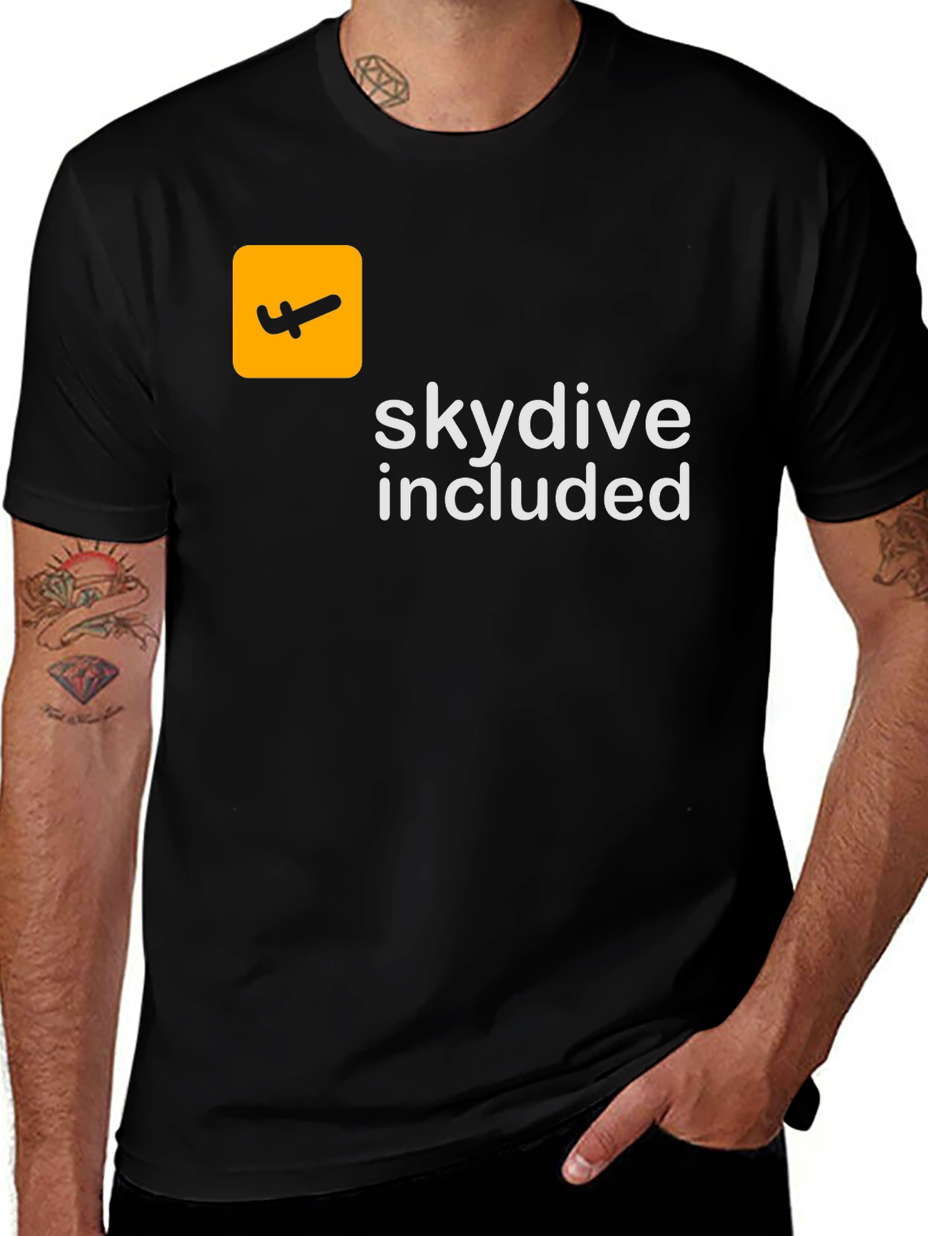 Variant 15 of Skydive Included Graphic Tee - Black Cotton T-Shirt