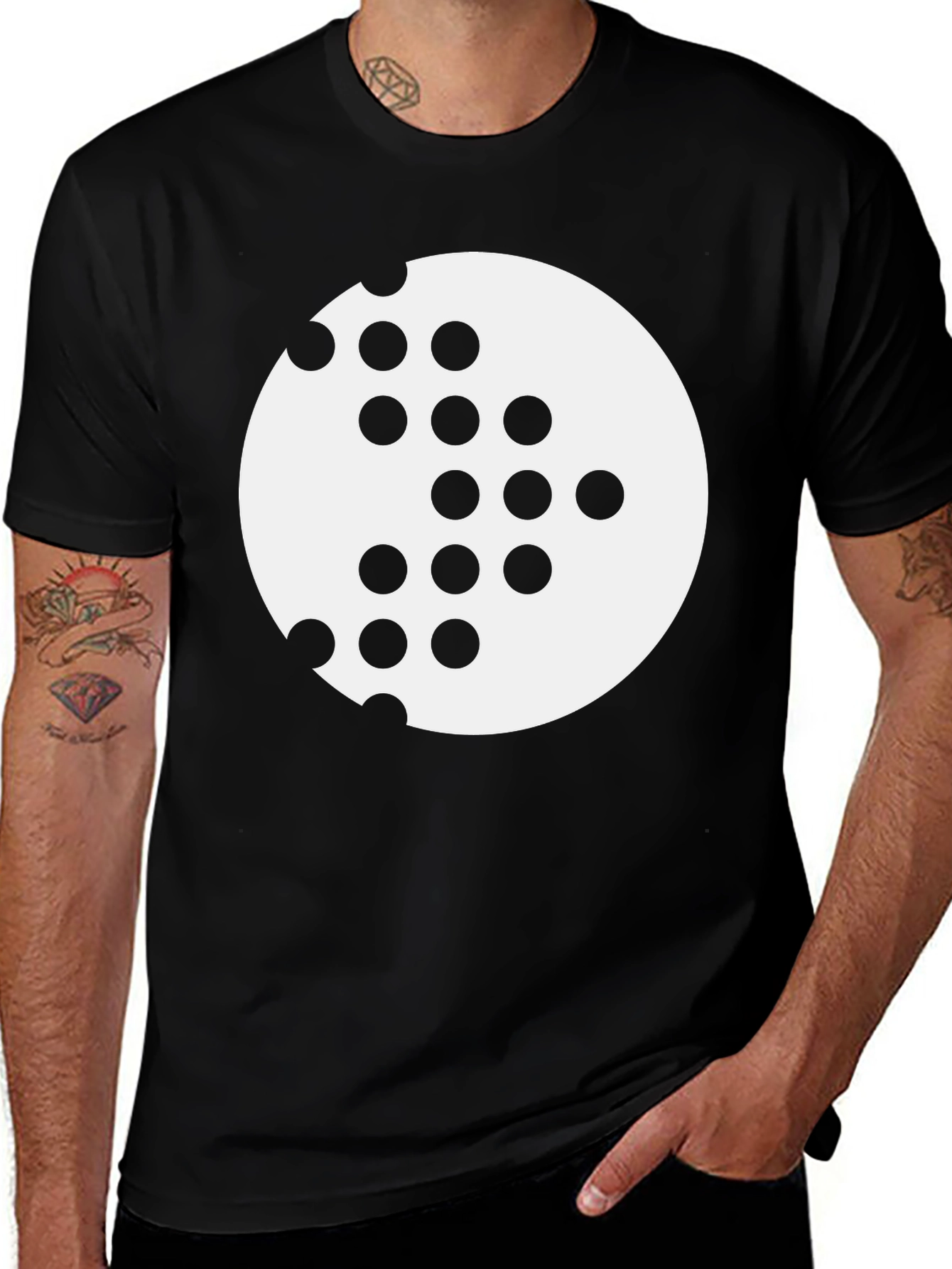 Variant 13 of Modern Black T-Shirt with Abstract Circle Graphic