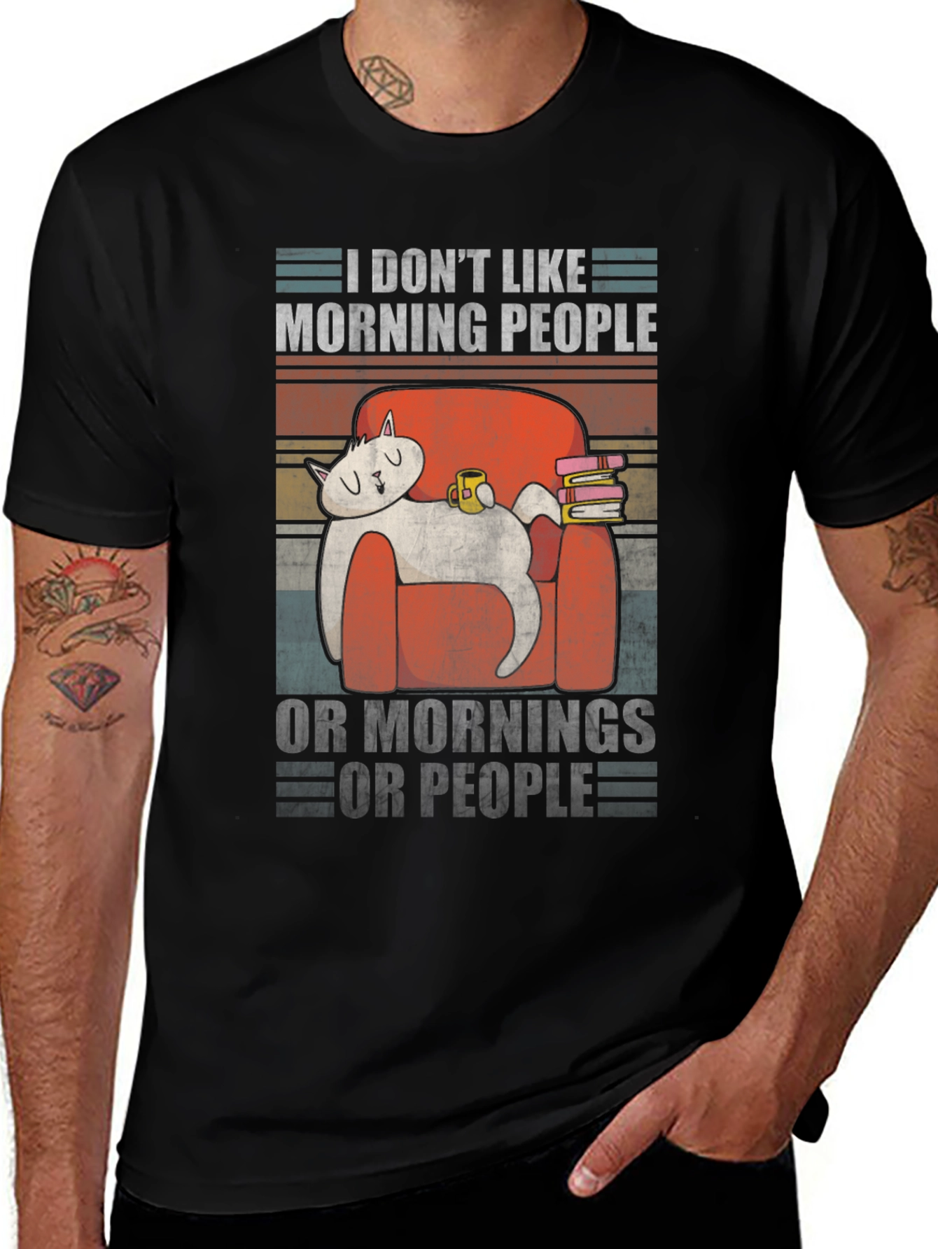 Variant 30 of I Don't Like Morning People T-Shirt Funny Cat