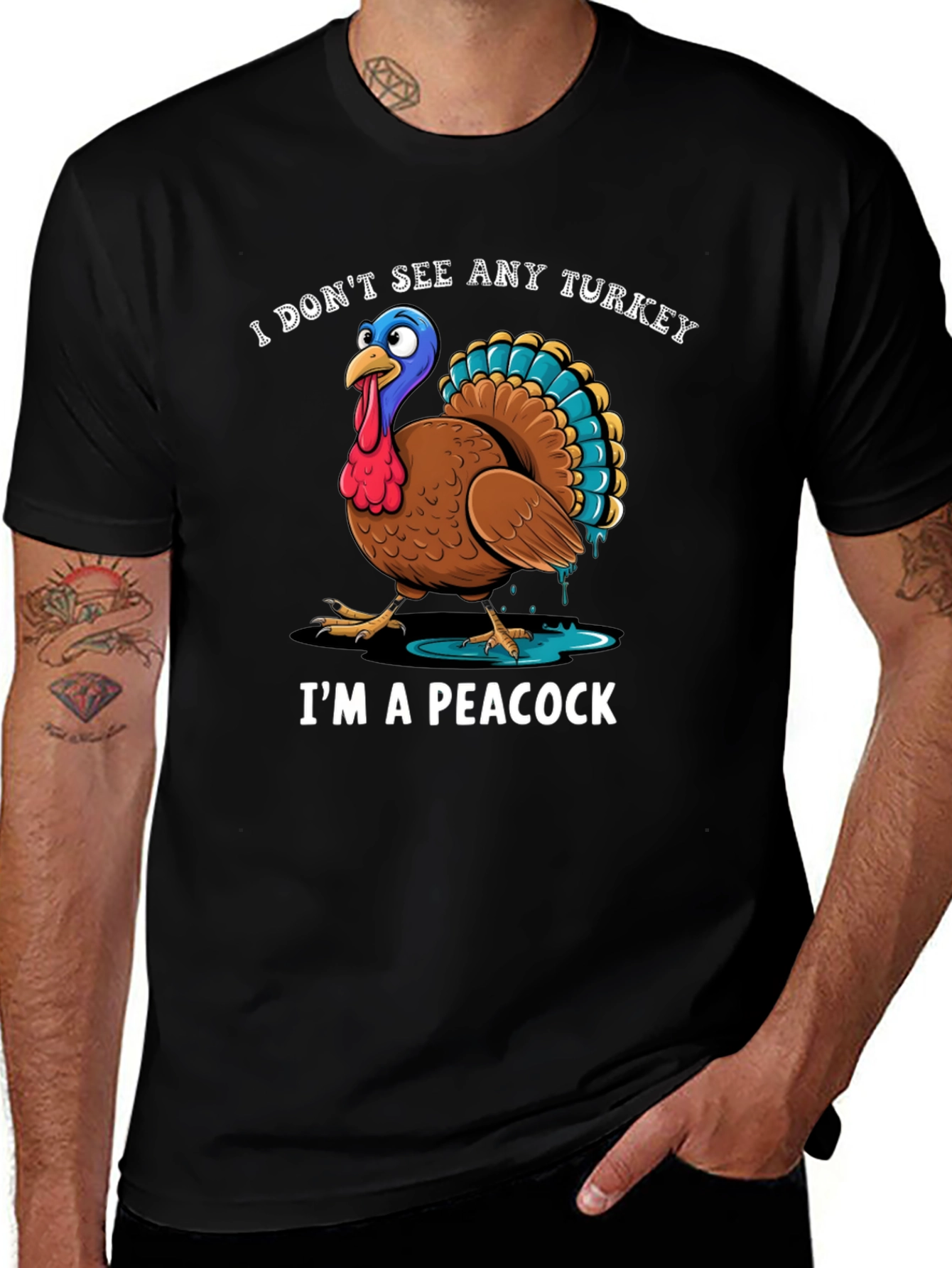 Variant 23 of Funny Turkey Peacock Graphic T-Shirt