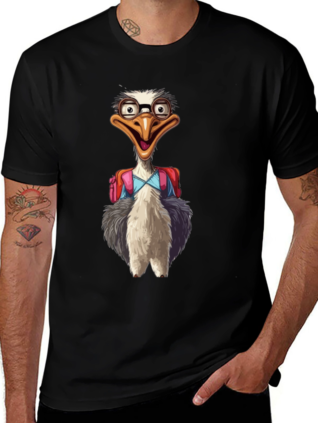 Variant 5 of Funny Ostrich Graphic Tee - Back to School Bird