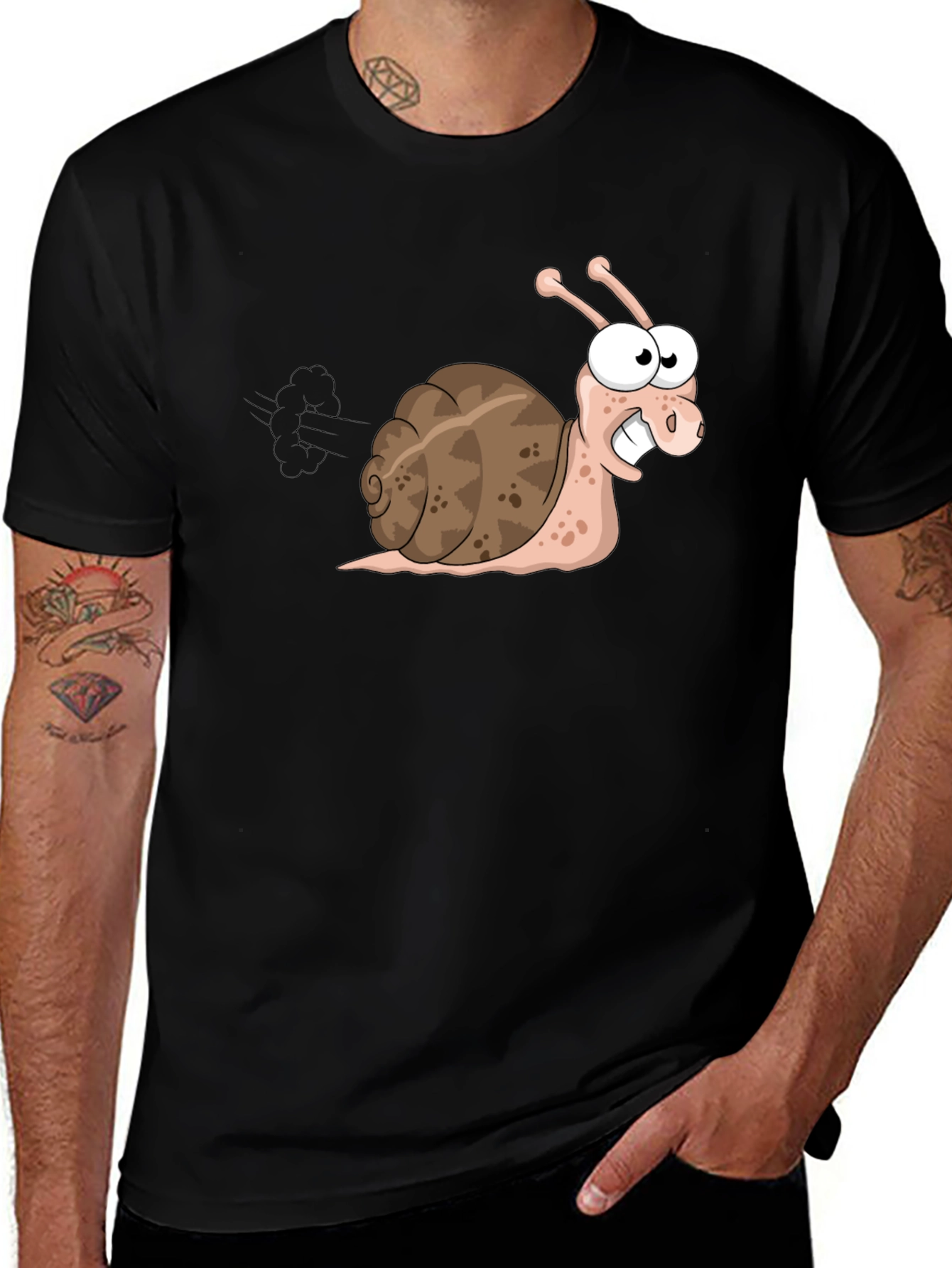 Variant 6 of Funny Snail Cartoon Black T-Shirt