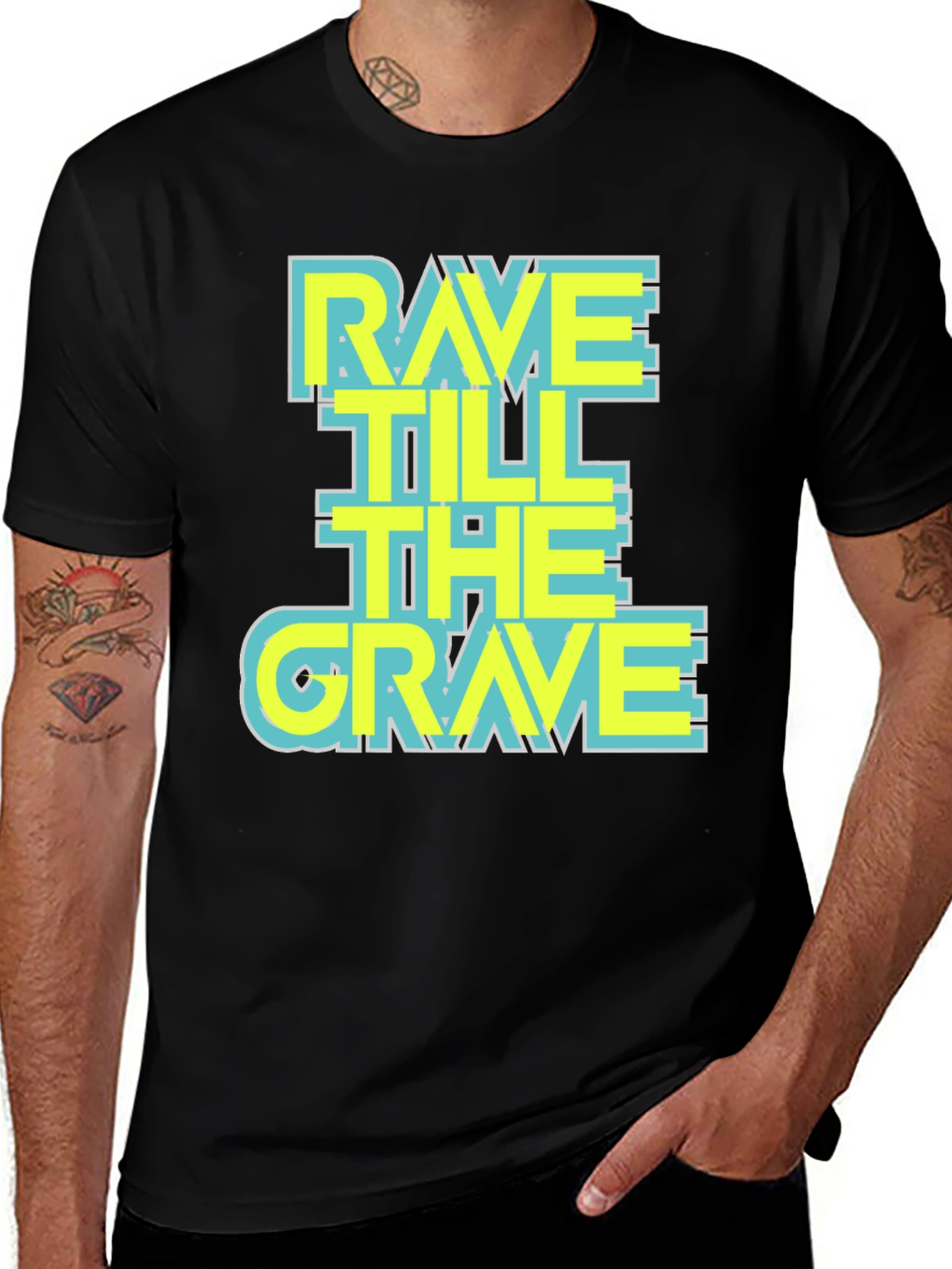 Variant 27 of Rave Till the Grave Graphic T-Shirt - Black