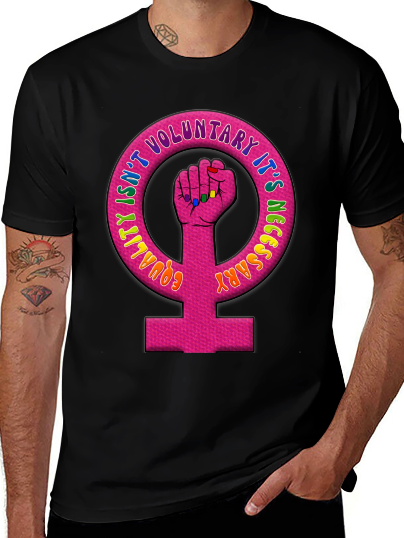 Variant 3 of Equality Feminist Fist Black T-Shirt