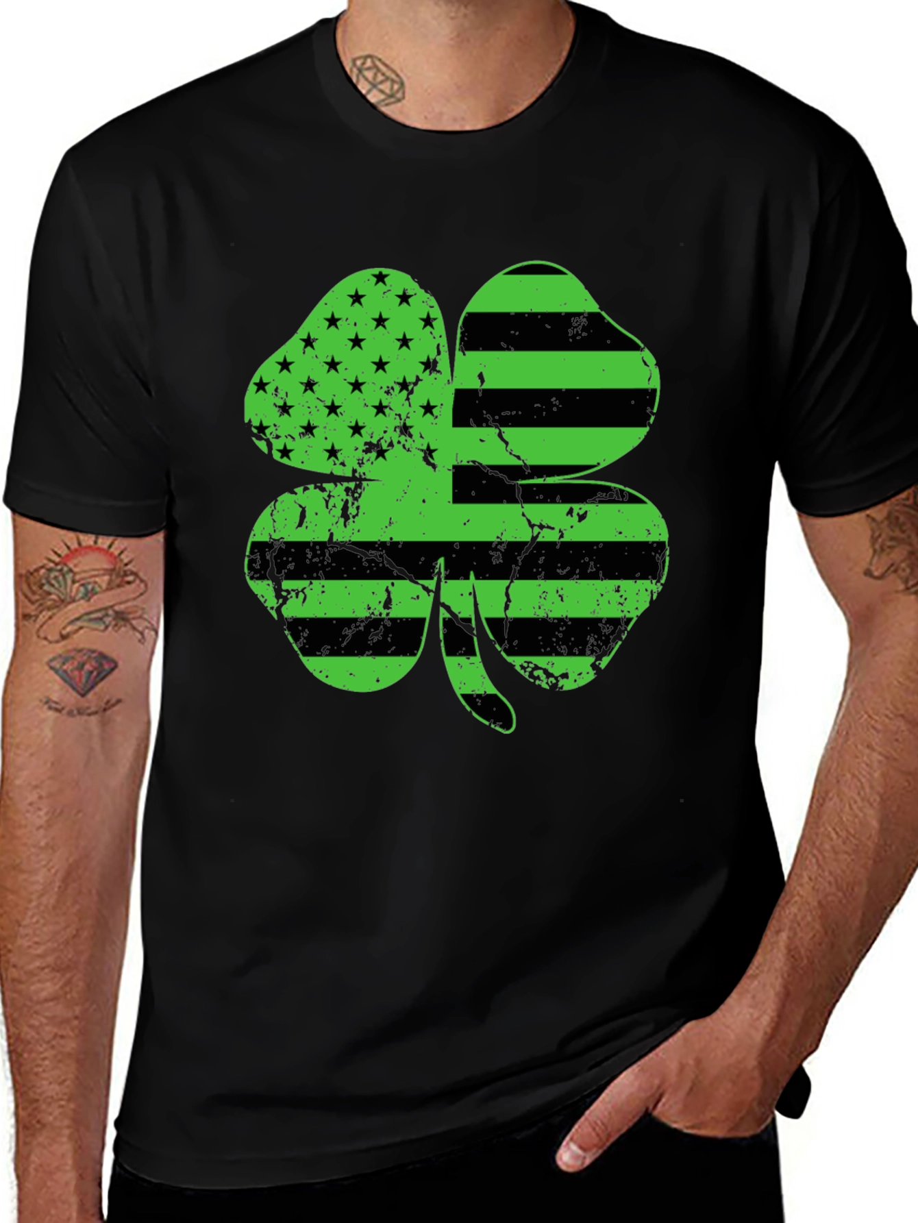 Variant 25 of Irish American Flag Shamrock T-Shirt