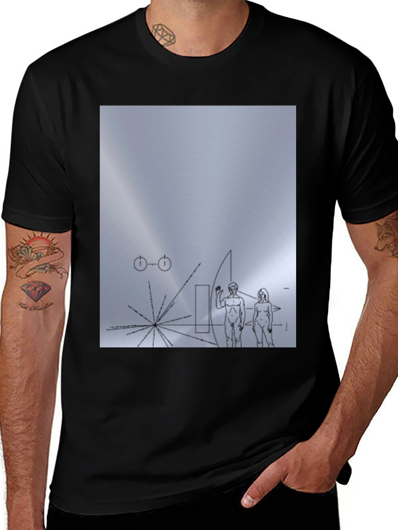 Pioneer Plaque T-Shirt - Voyager Space Mission Graphic Tee