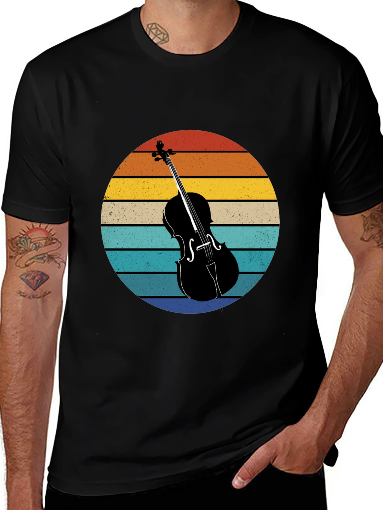 Variant 28 of Vintage Cello Sunset T-Shirt - Music Lover Tee
