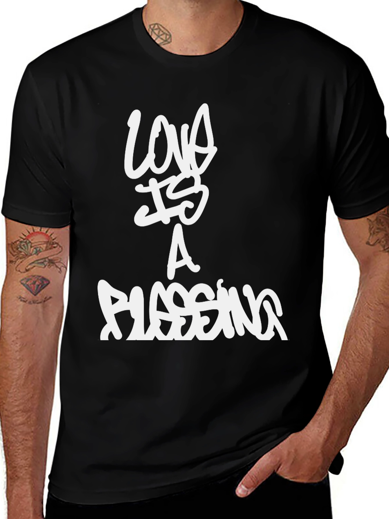 Variant 26 of Love Is a Blessing Black Graphic Tee