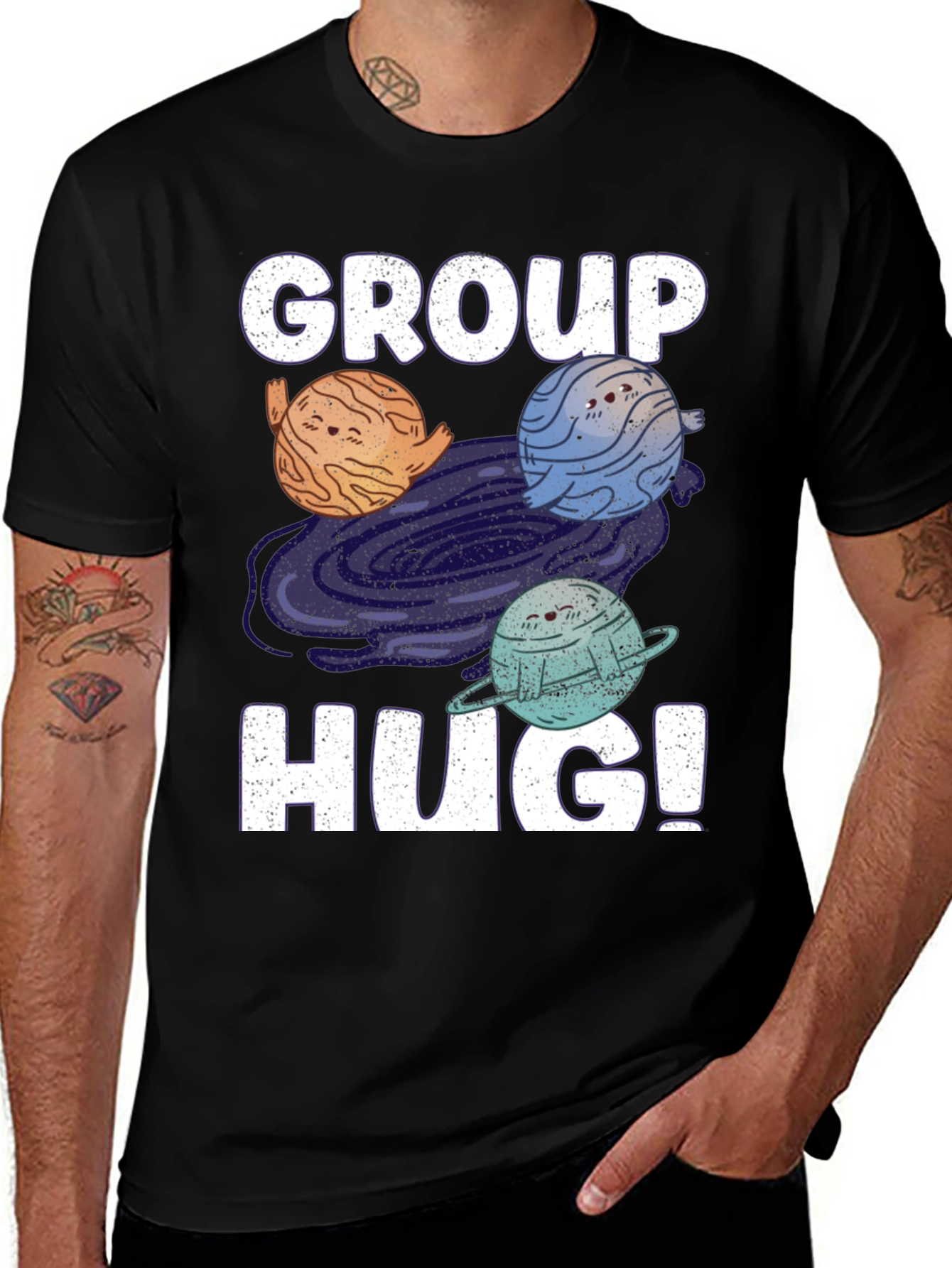 Group Hug Planet T-Shirt - Embrace the Cosmos!