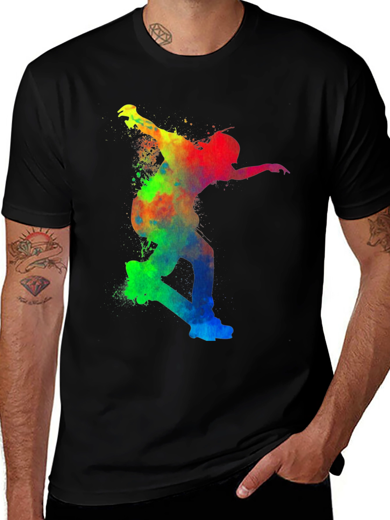 Variant 4 of Colorful Skateboarder Graphic Tee - Unisex