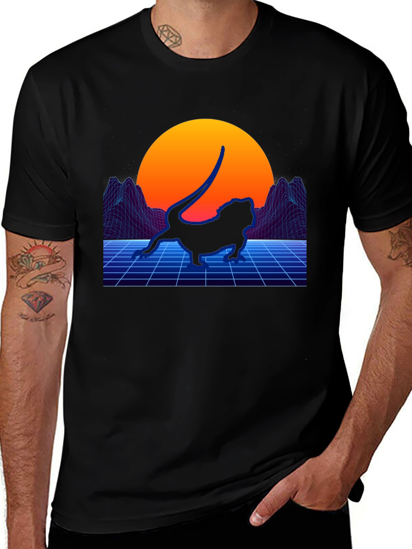Retro Bearded Dragon T-Shirt - Synthwave Lizard Tee
