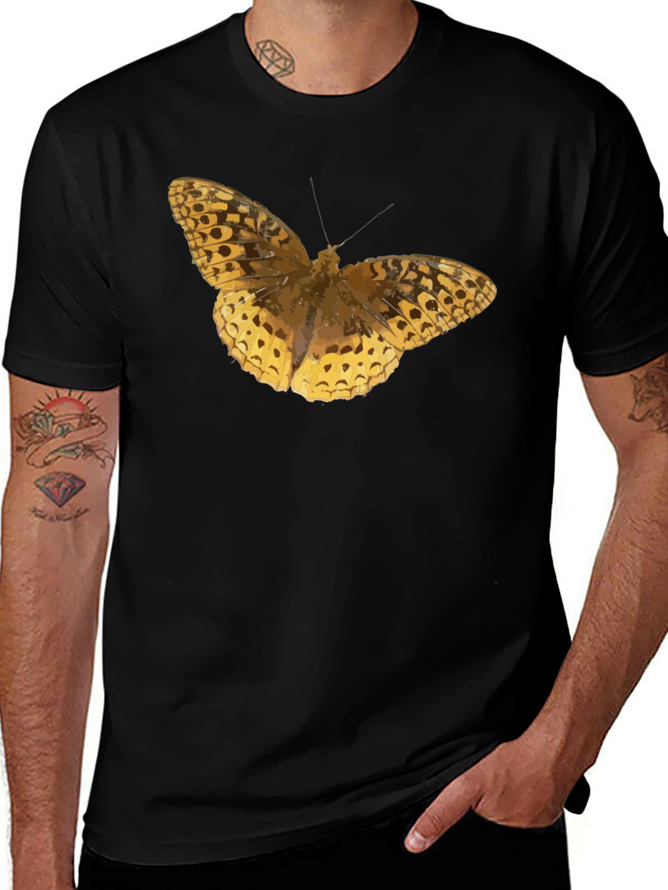 Variant 26 of Butterfly Graphic Black T-Shirt